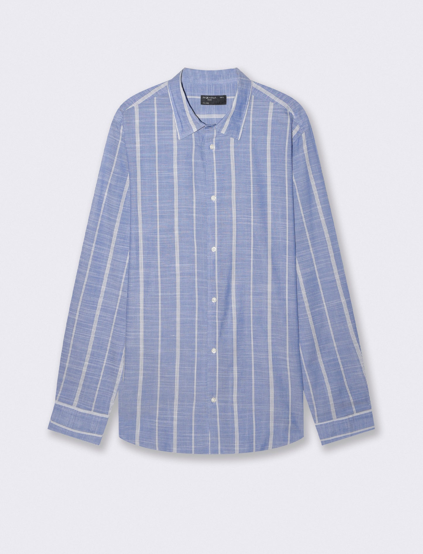Camicia a righe in puro cotone elegante - Celeste