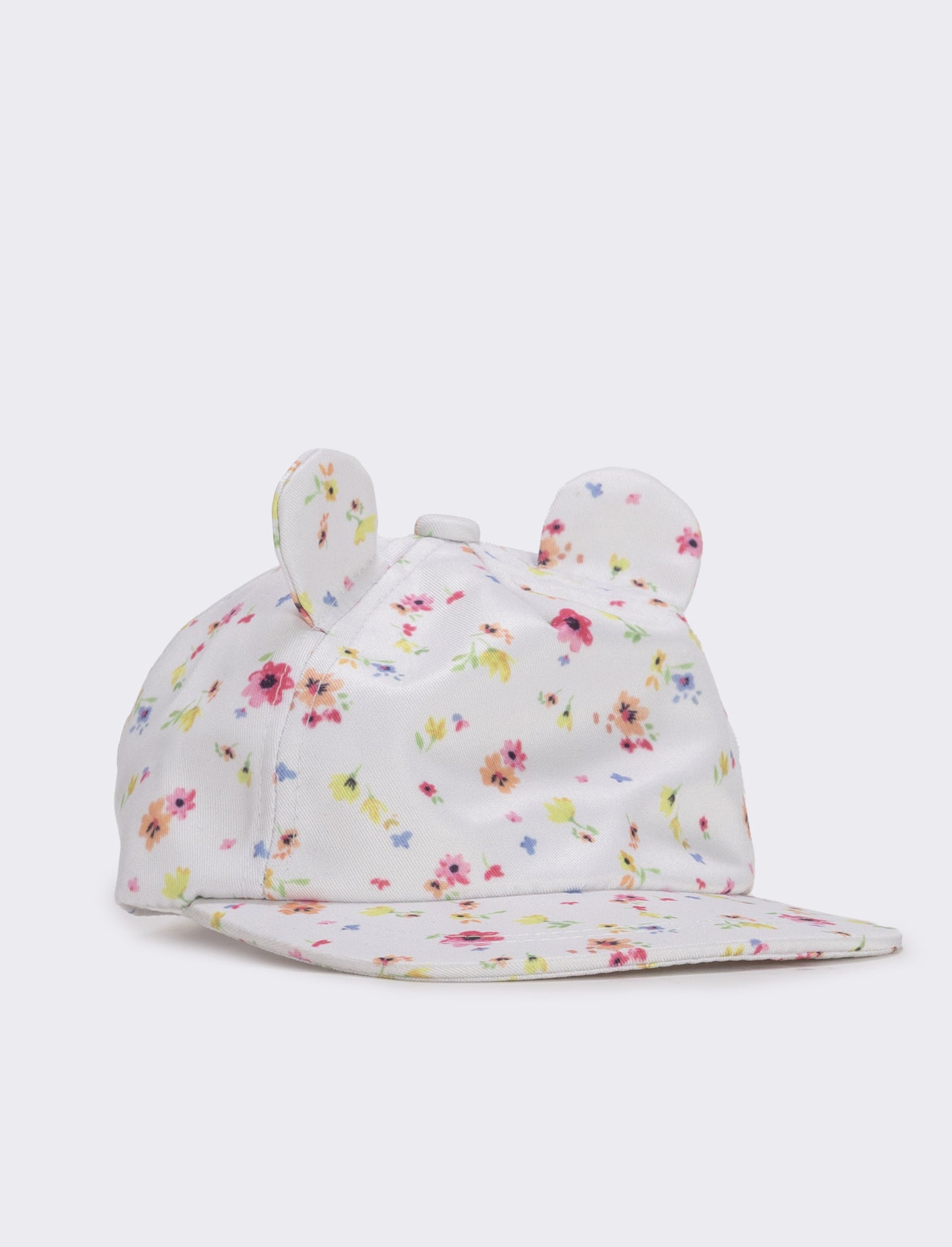 Cappellino con orecchie e fiori - Bianco