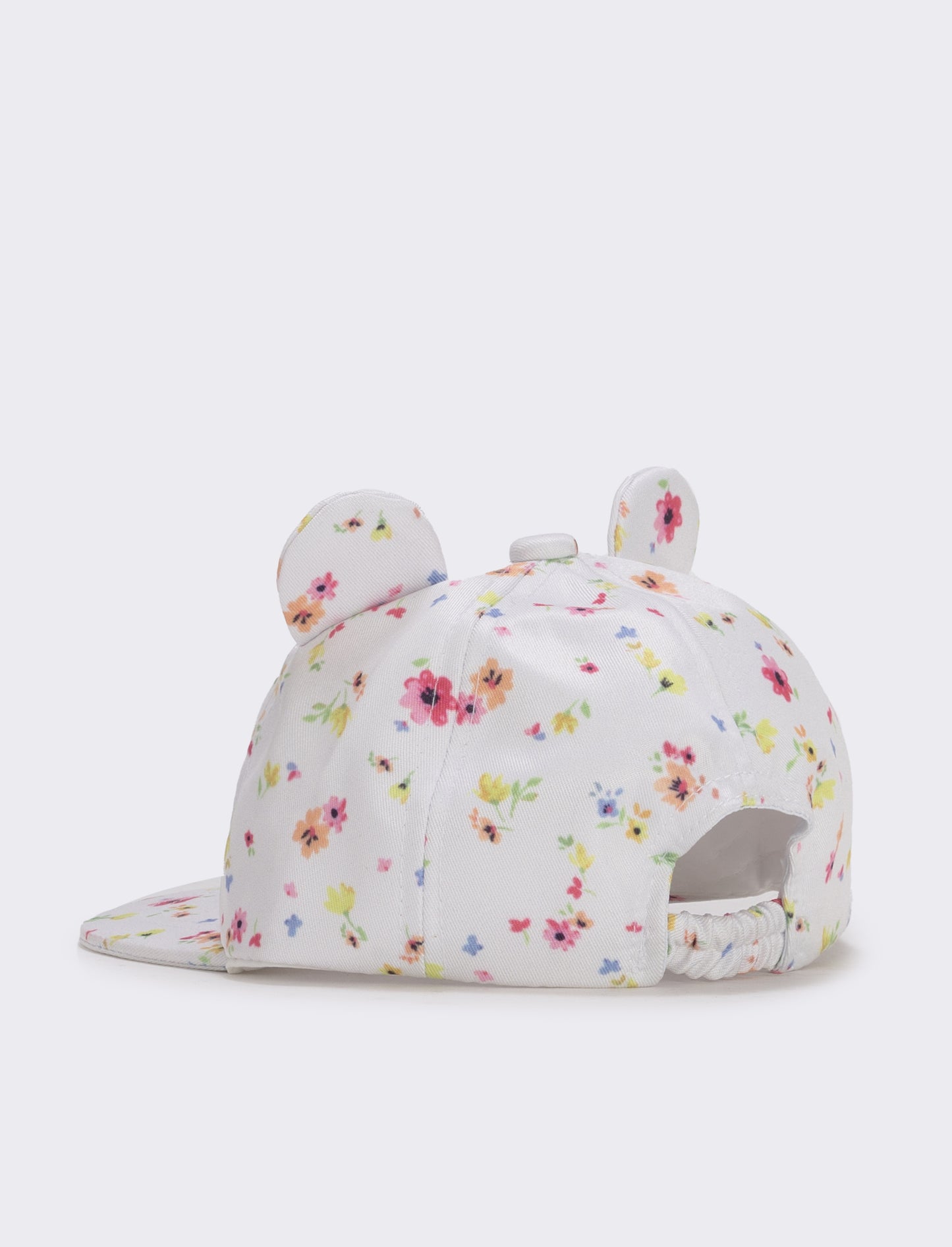 Cappellino con orecchie e fiori - Bianco