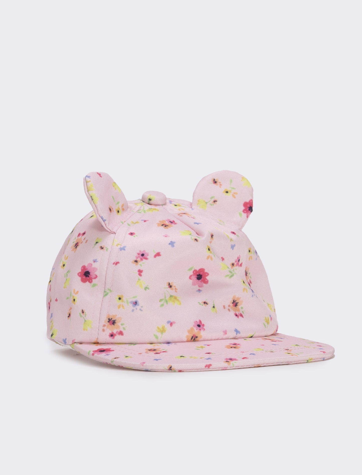 Cappellino con orecchie e fiori - Rosa