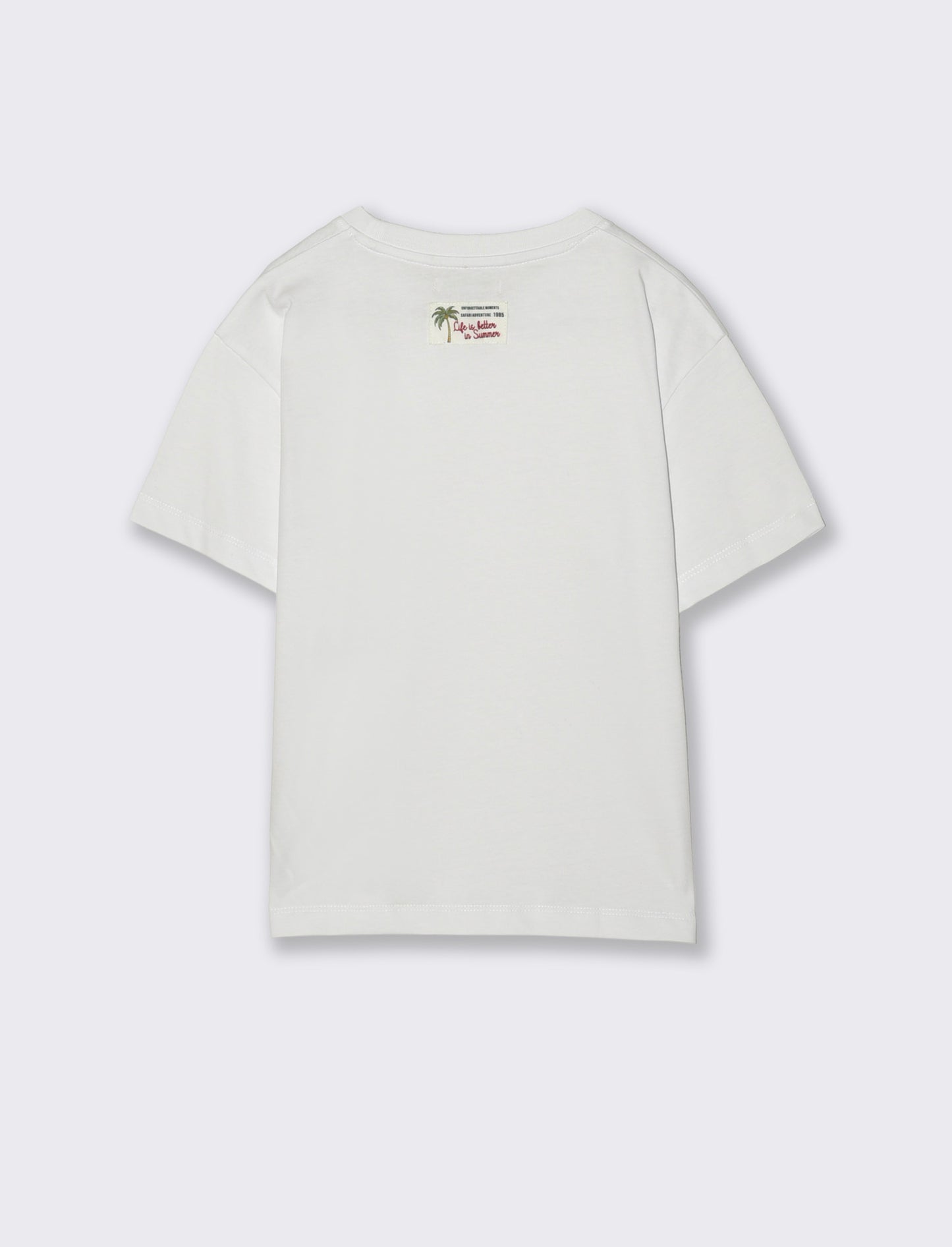 T-shirt with applied patch and boxy collar - White