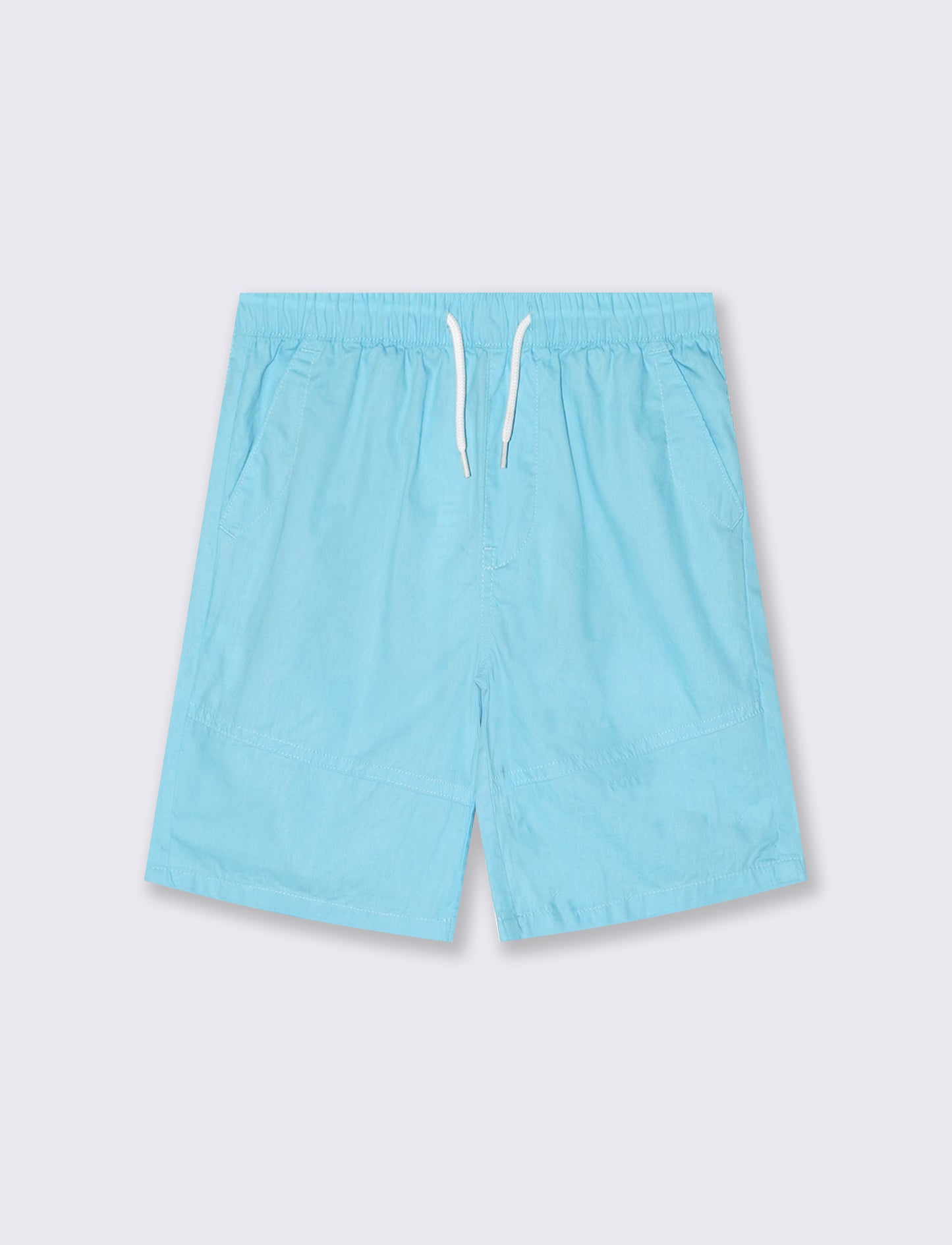 Cotton shorts with cuts and waist ties - Blue