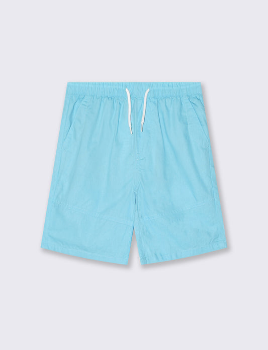 Short in cotone con tagli e lacci vita - Blu