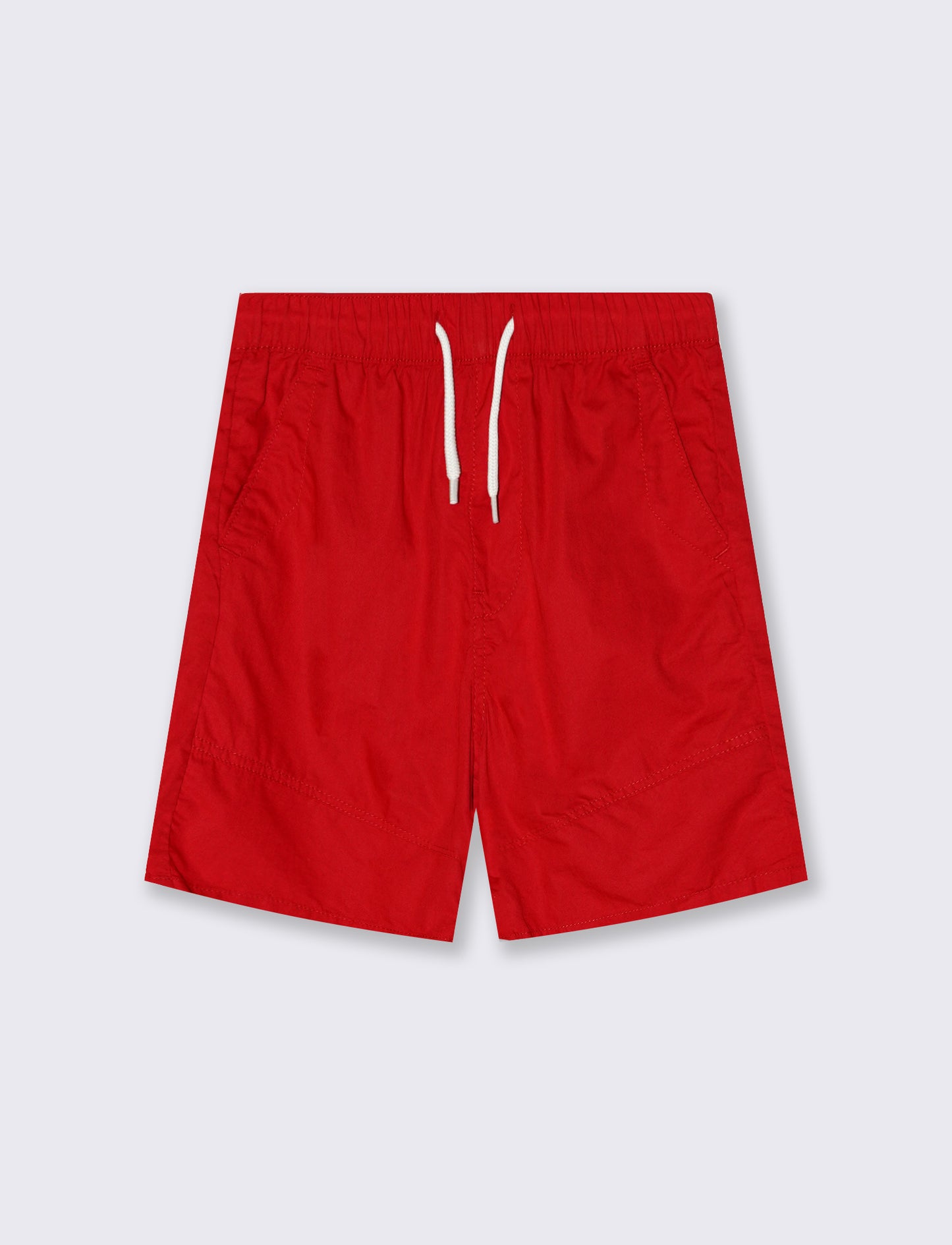 Short in cotone con tagli e lacci vita - Rosso
