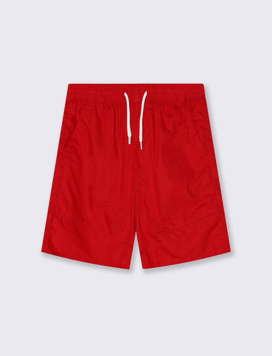 Short in cotone con tagli e lacci vita - Rosso