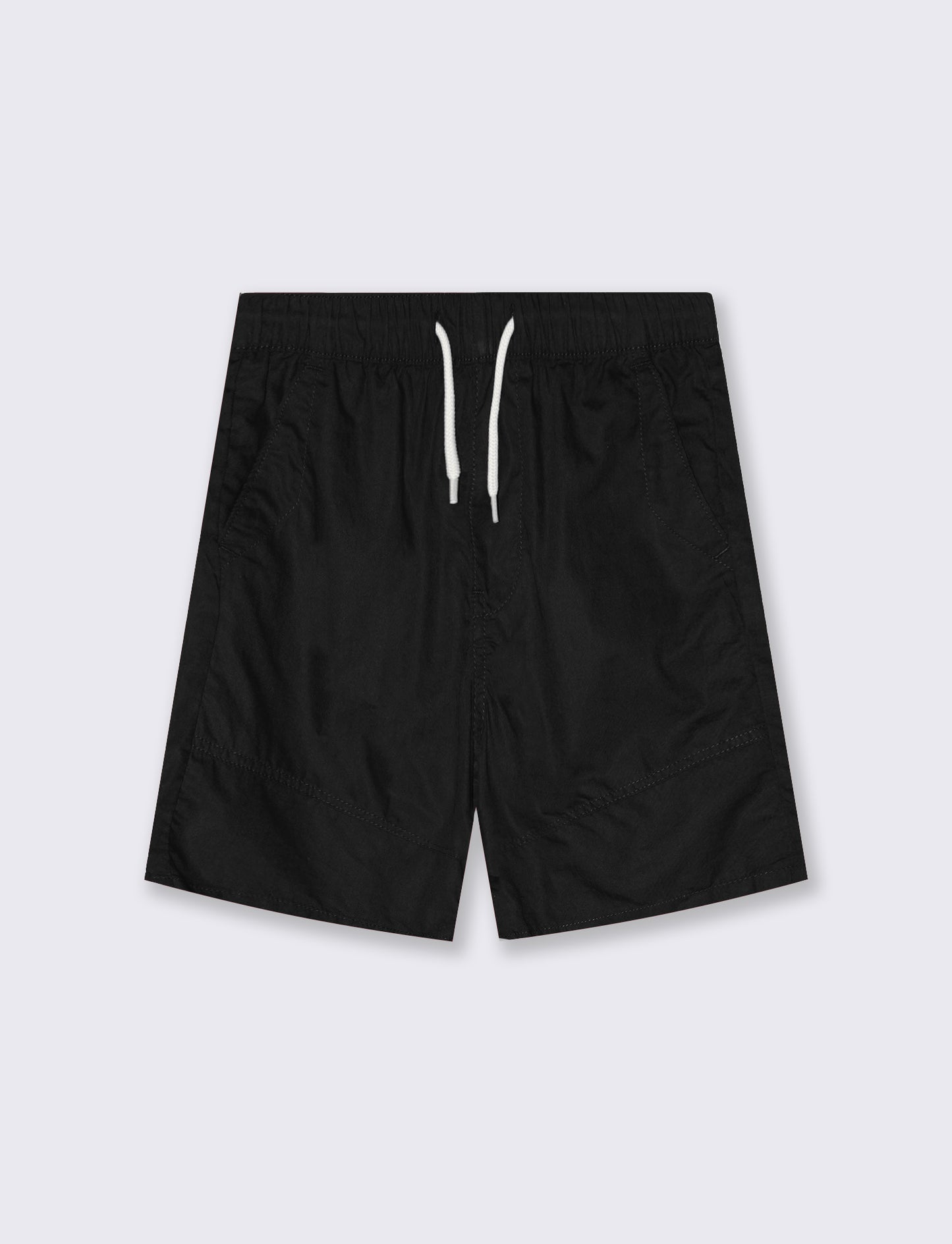 Short in cotone con tagli e lacci vita - Nero
