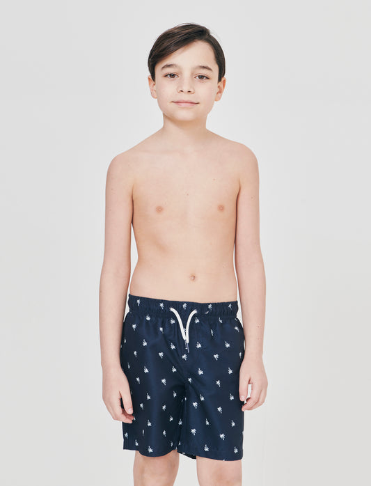 Costume boxer tinta unita con fluo - Blu