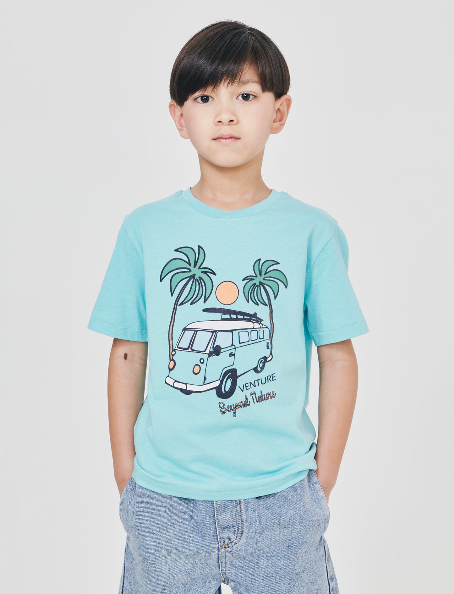 T-shirt con stampa versatile in cotone - Verde acqua