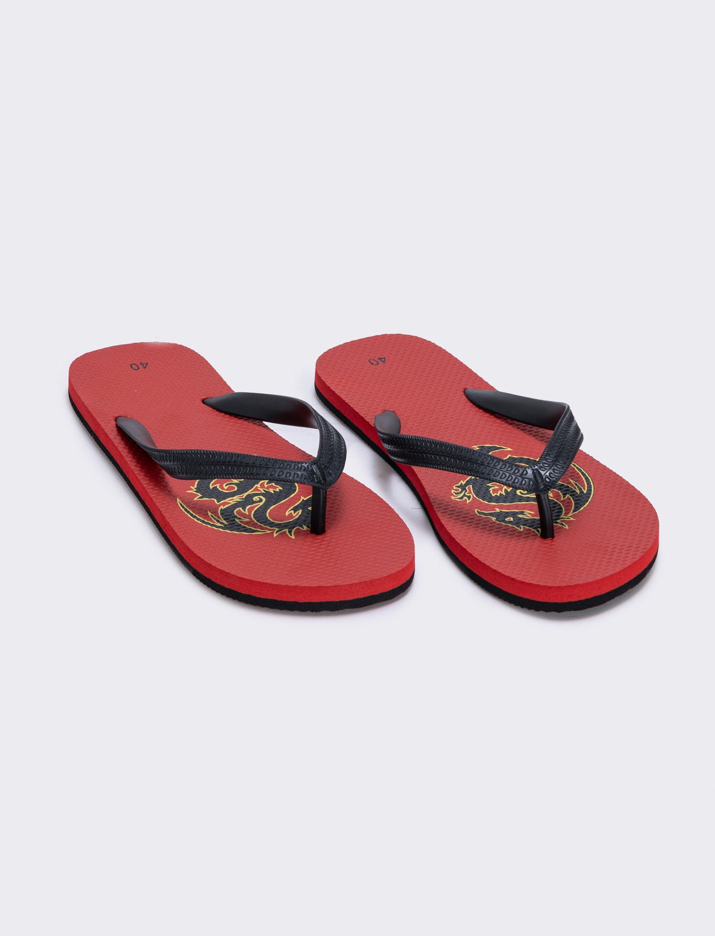 Men's flip-flops with dragon print - Red