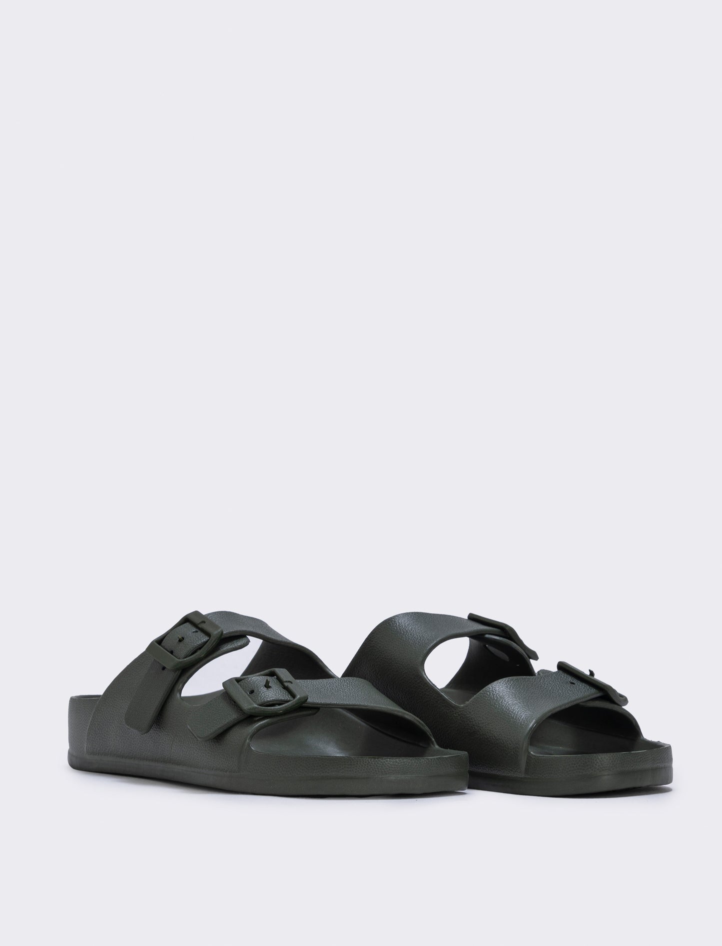 Ciabatta con doppia fibbia da uomo - Verde