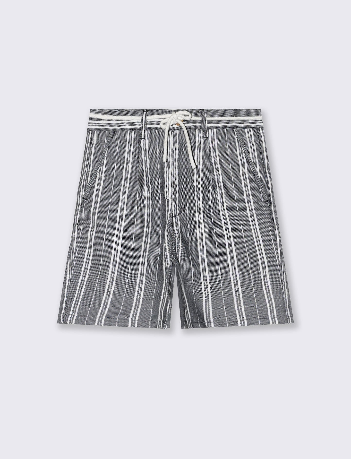 Striped cotton and linen Bermuda shorts with pockets - Pattern