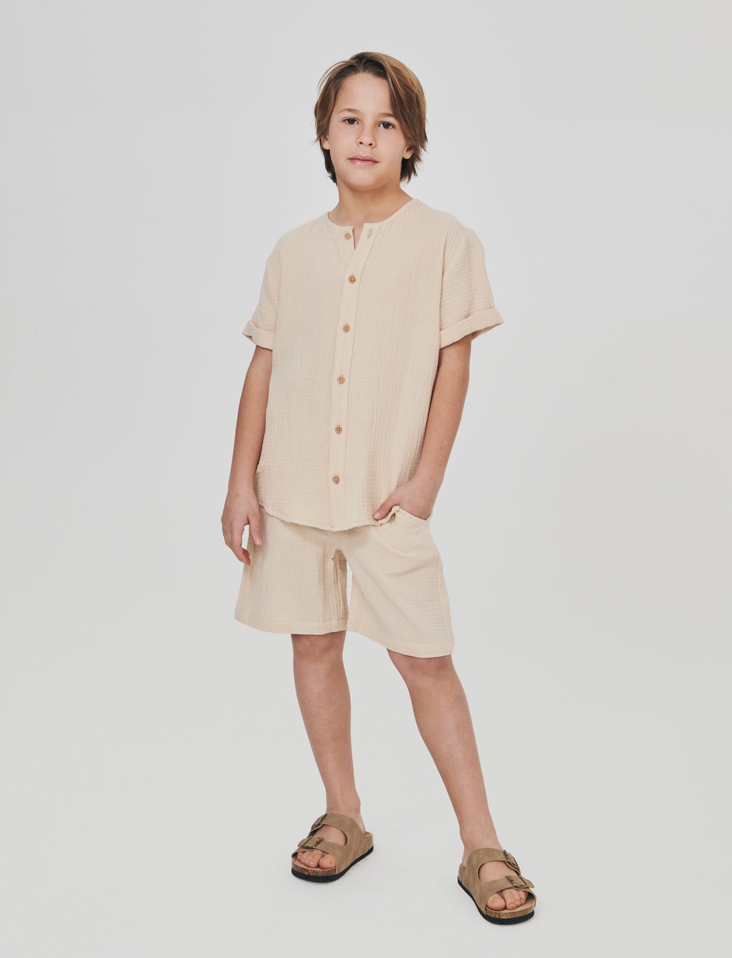 Bermuda estivi in cotone e stamigna - Beige
