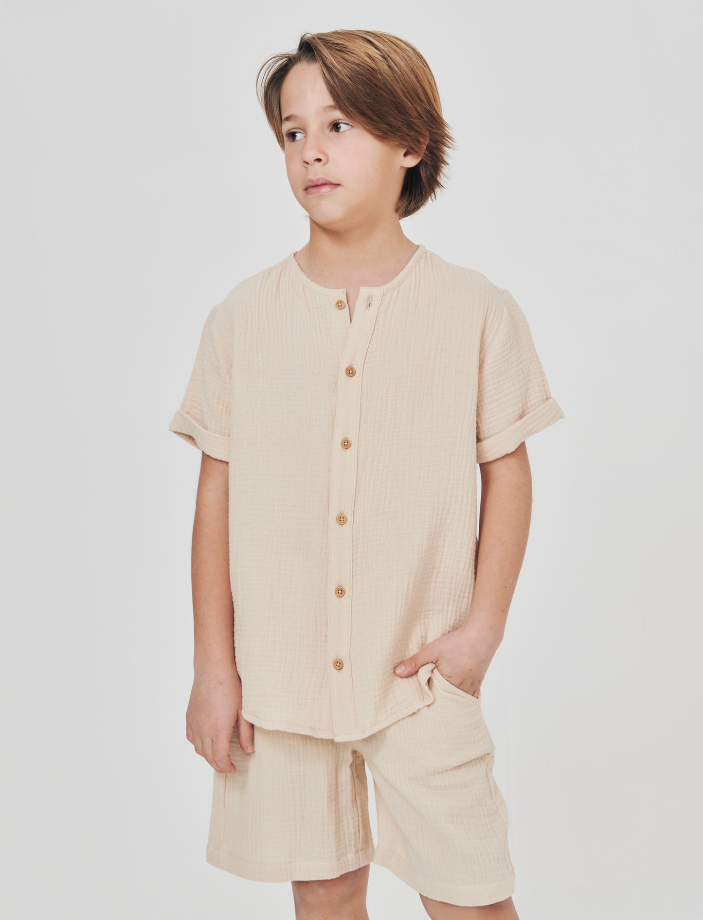 Bermuda estivi in cotone e stamigna - Beige