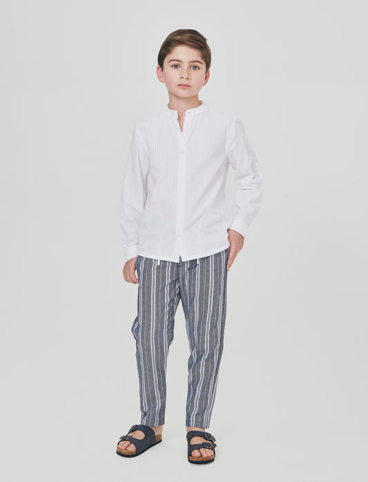 Pantaloni jogger rigati in cotone e lino - Righe