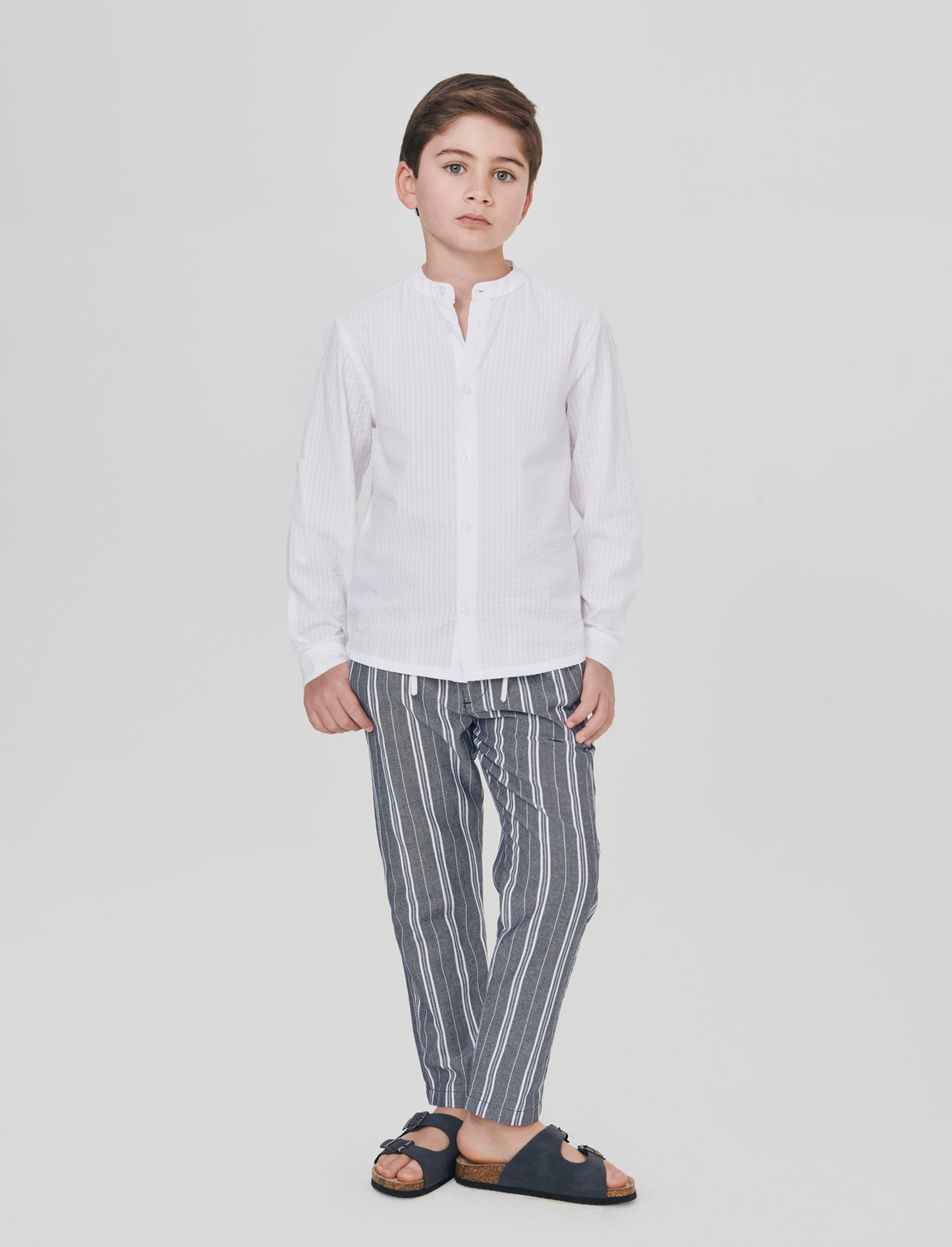Pantaloni jogger rigati in cotone e lino - Righe
