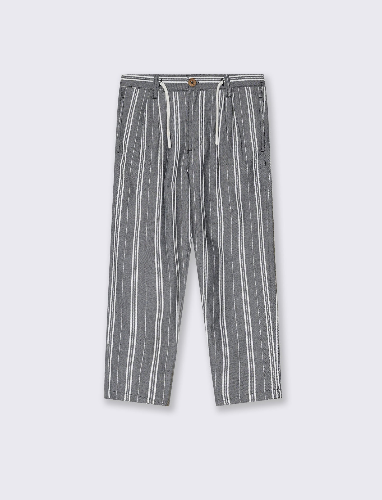 Pantaloni jogger rigati in cotone e lino - Righe