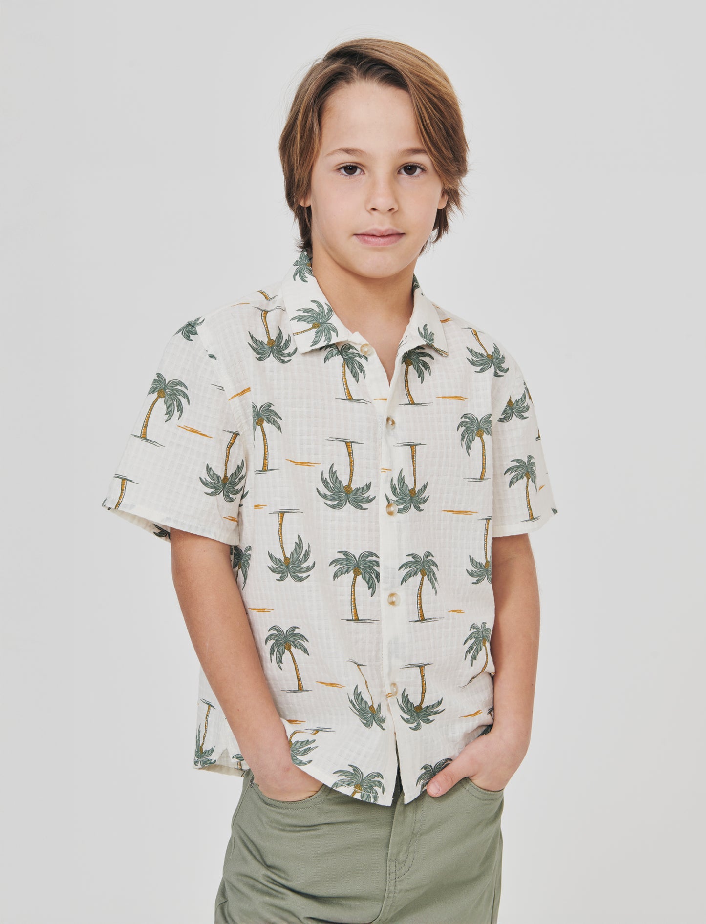 Camicia stampata maniche corte in cotone - Fantasia