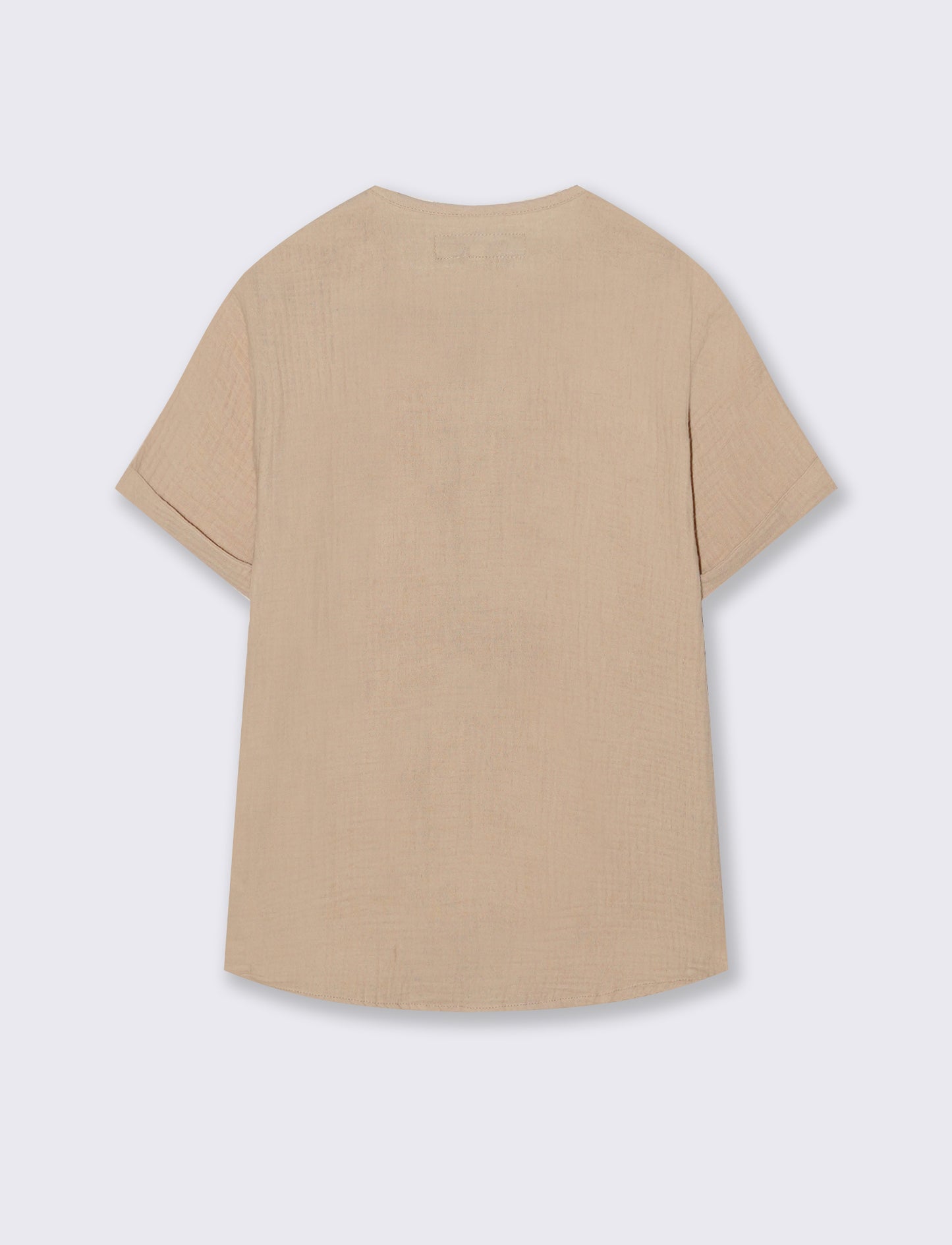 Camicia rigata in cotone e lino - Beige
