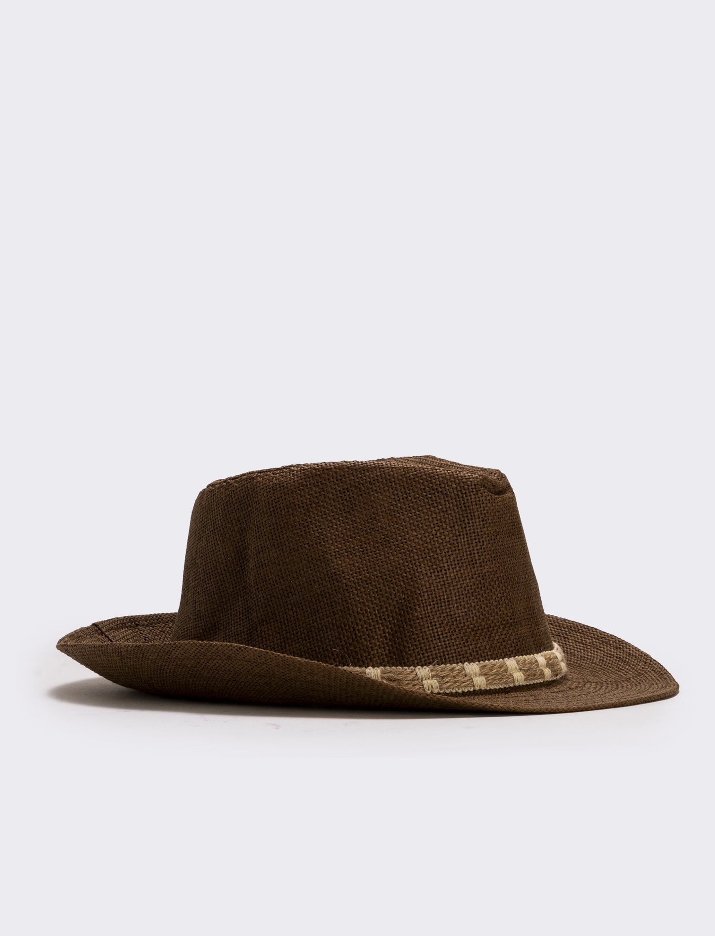 Straw hat with cord for men - Brown