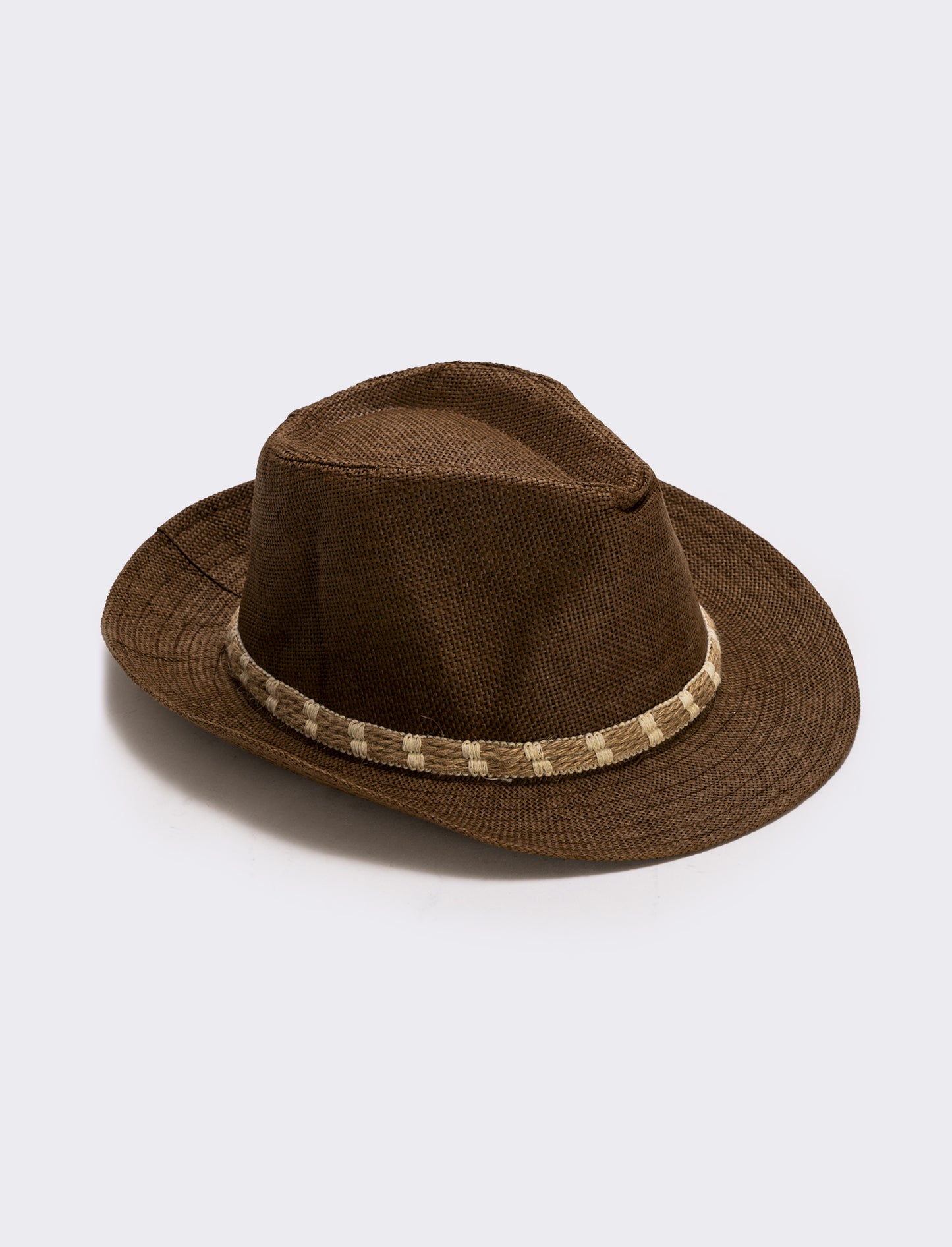 Straw hat with cord for men - Brown