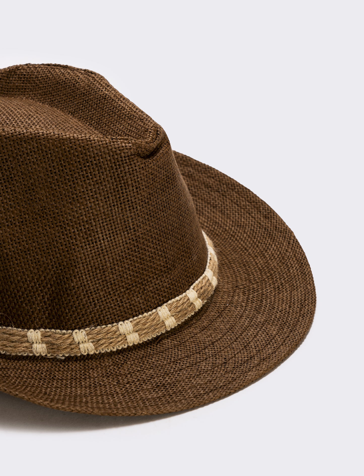 Straw hat with cord for men - Brown
