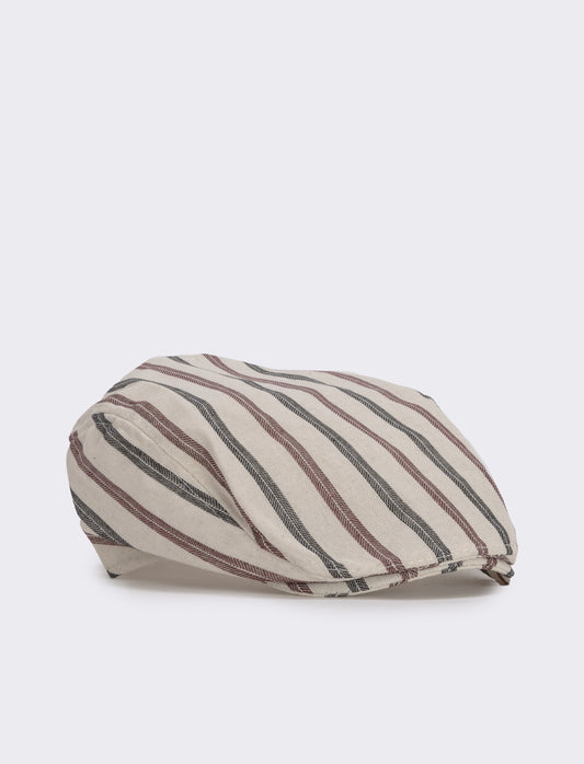 Cappello coppola in tessuto rigato - Beige