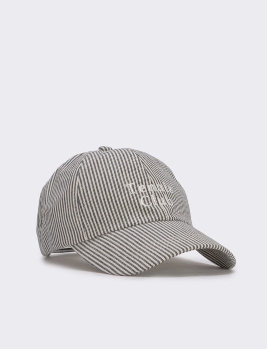 Baseball rigato con scritta tennis club - Blu