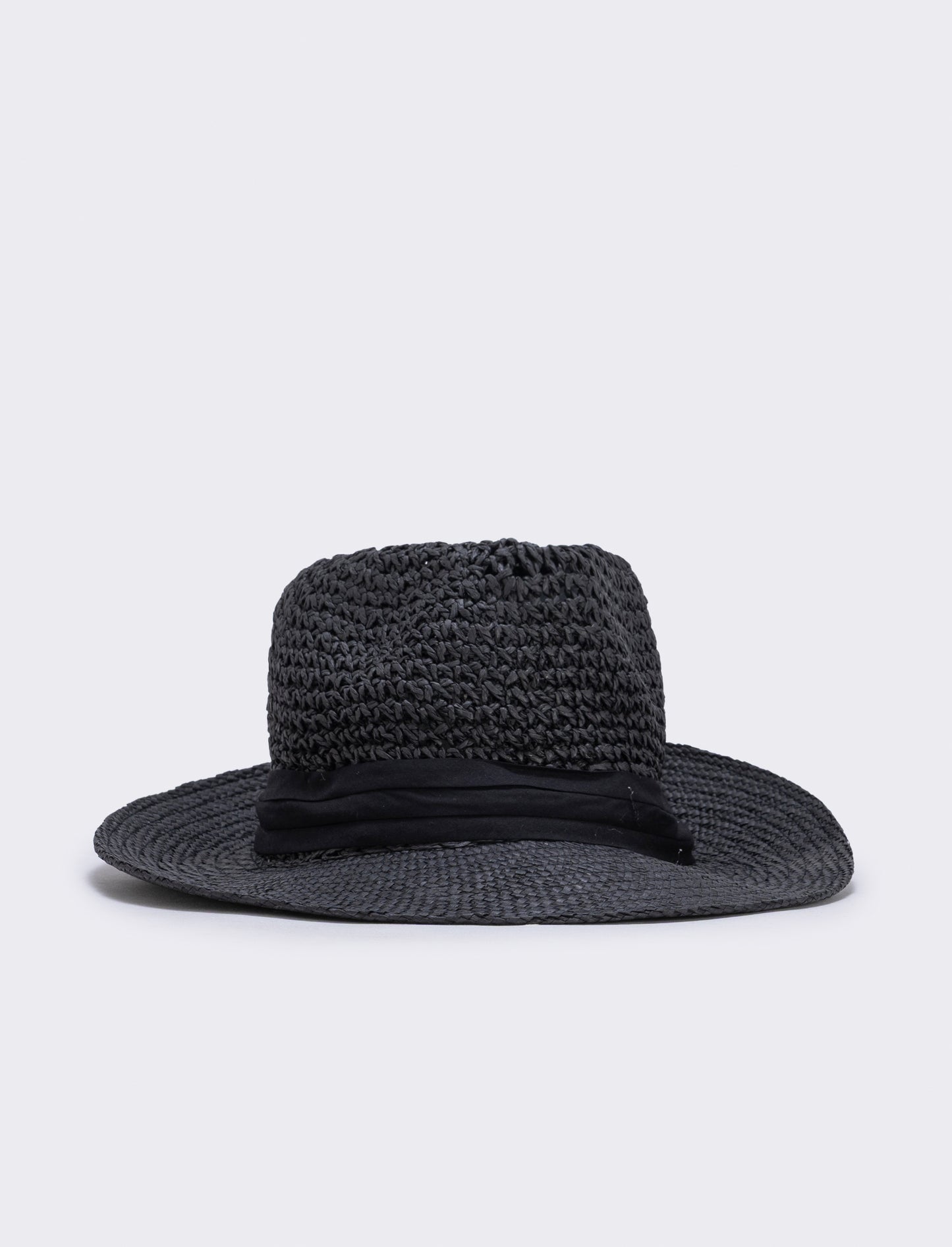 Cappello in paglia con banda nera uomo - Nero