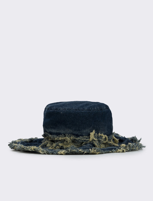 Frayed Denim Fisherman Hat - Blue