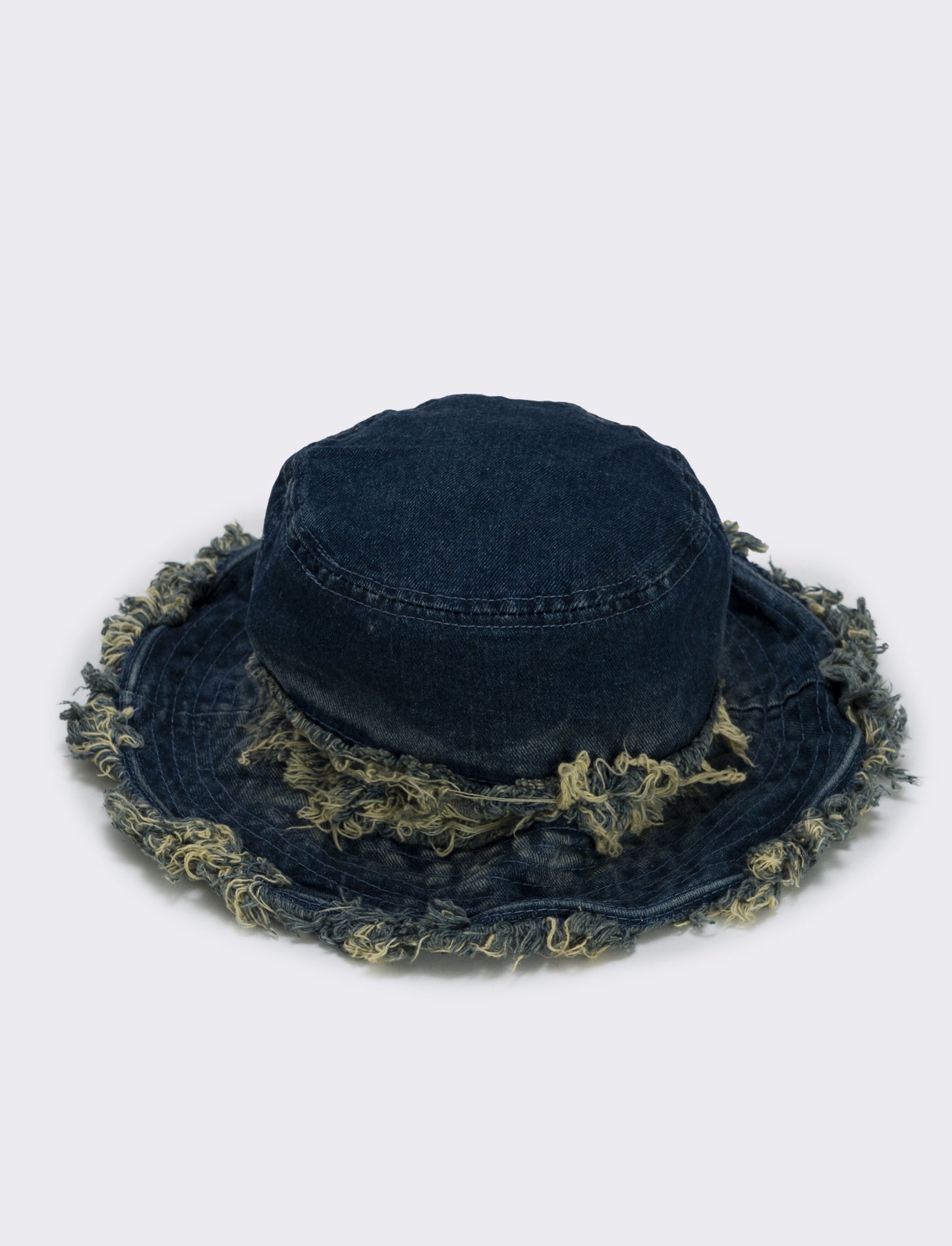 Cappello pescatore in denim sfrangiato - Blu