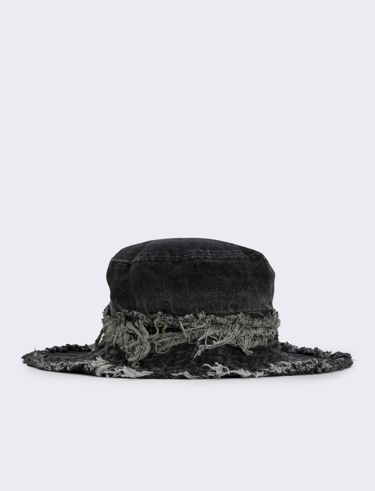 Frayed Denim Fisherman Hat - Black