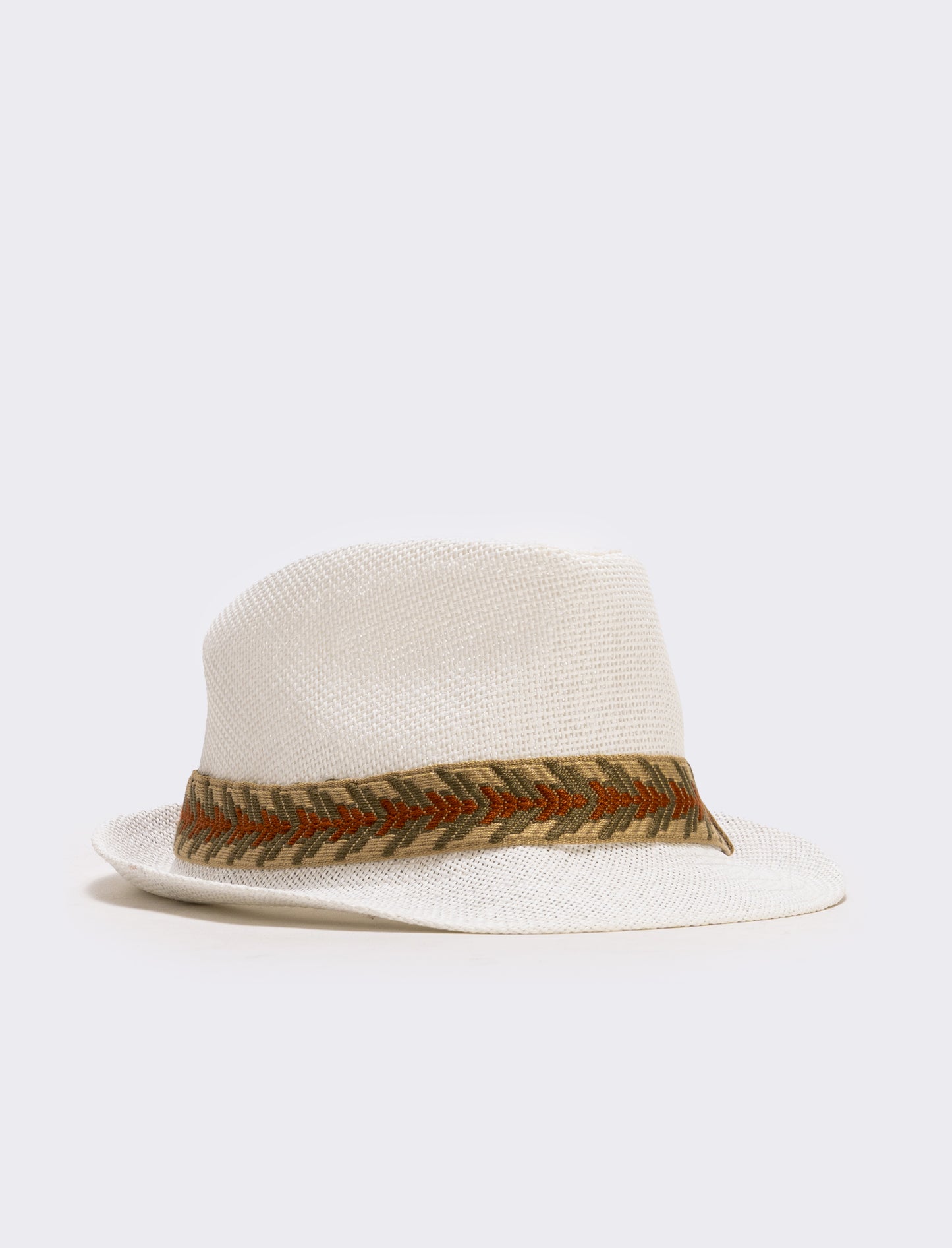 Cappello in paglia con banda etnica uomo - Bianco