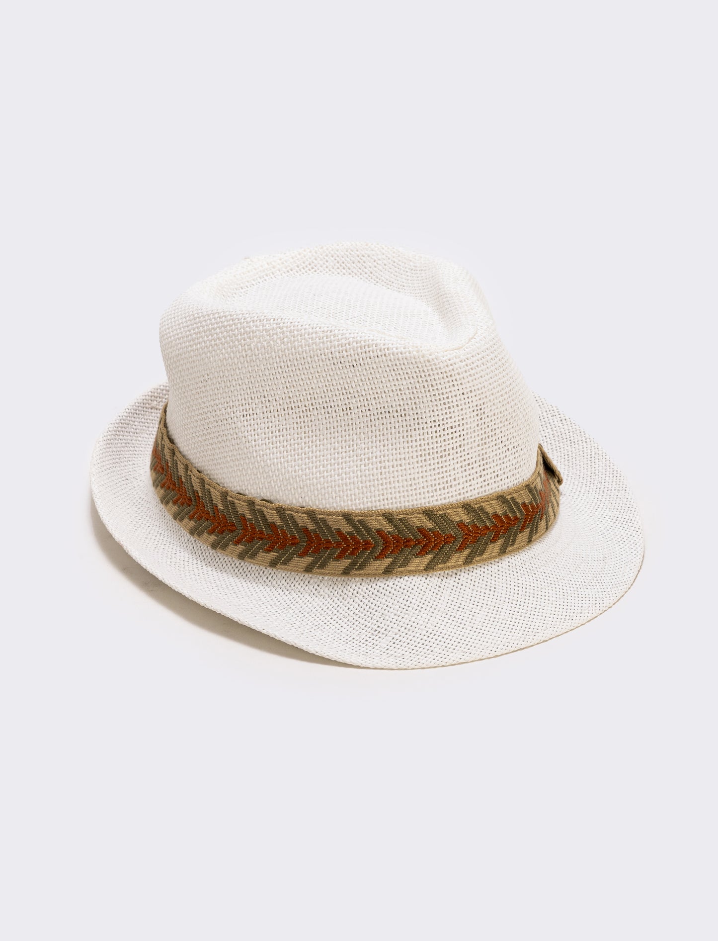 Cappello in paglia con banda etnica uomo - Bianco