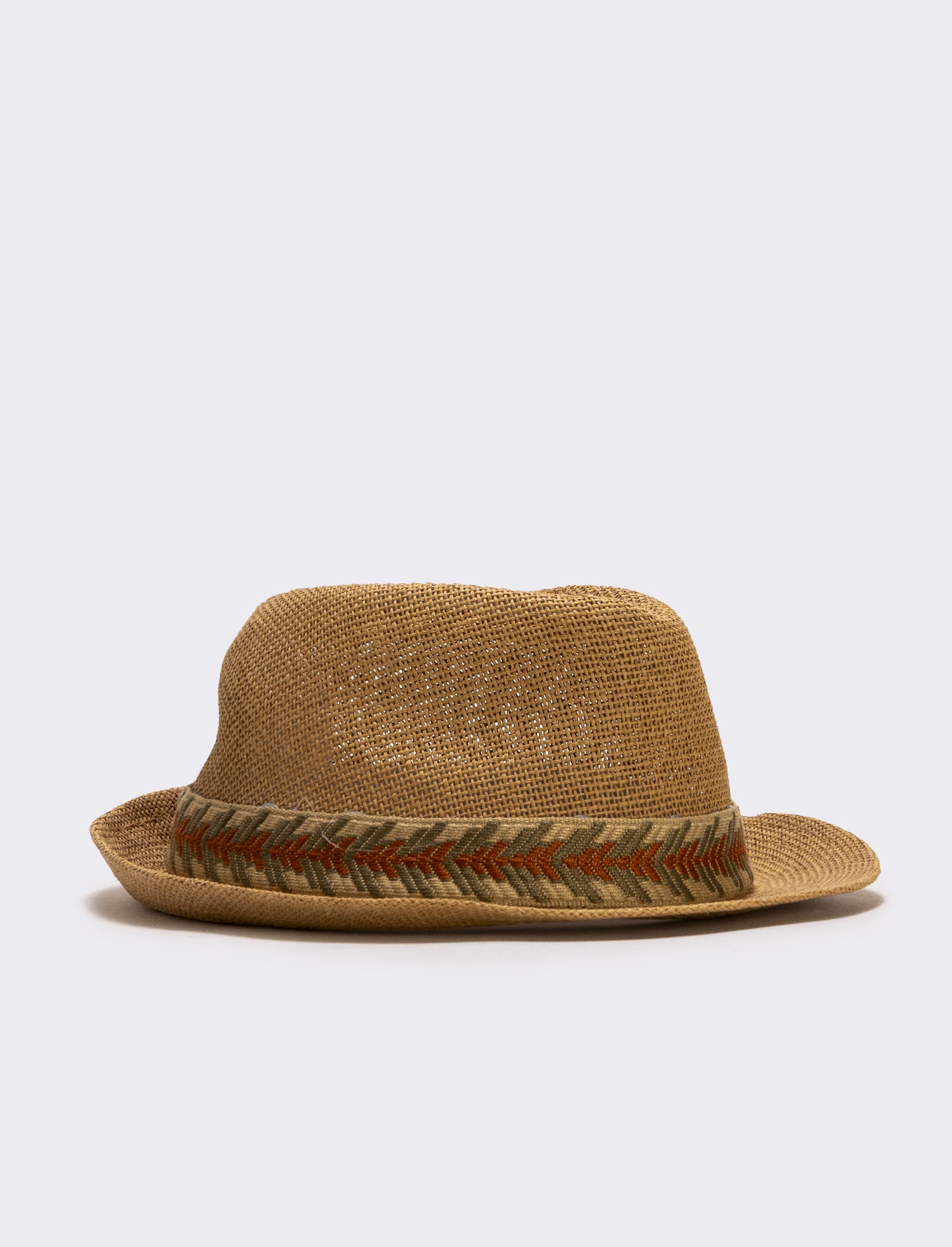 Cappello in paglia con banda etnica uomo - Beige