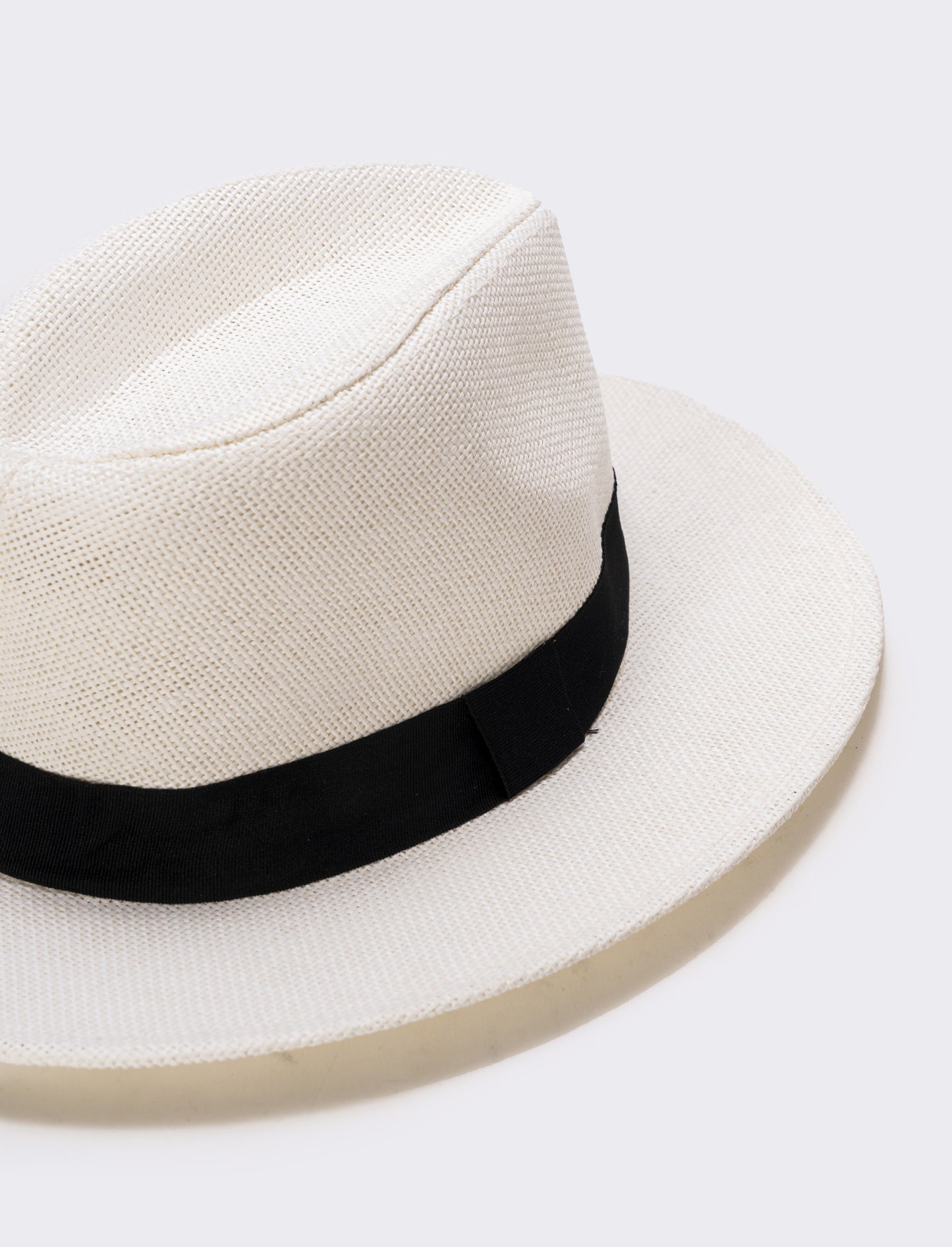 Panama Hat for Men with Black Band - White