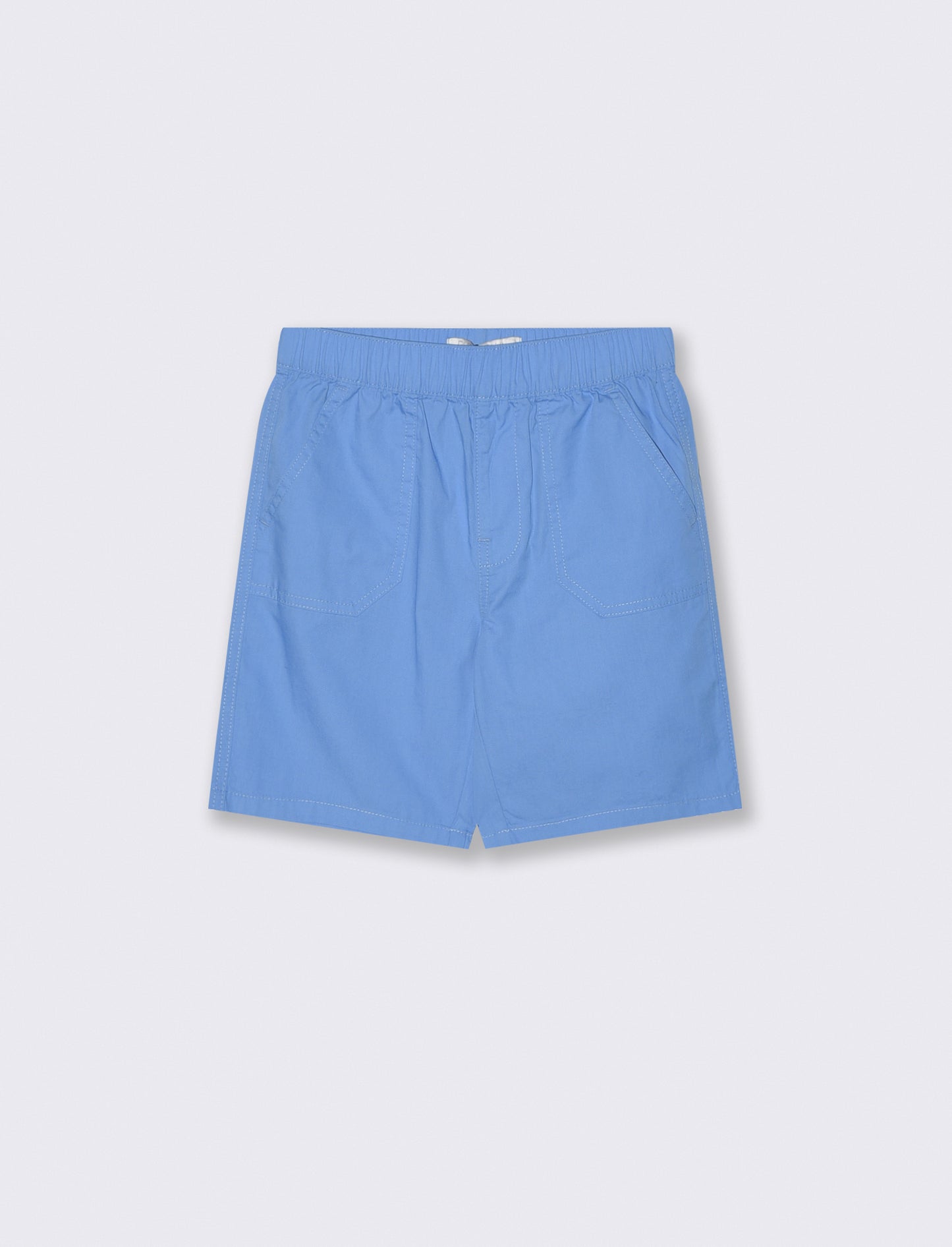 Bermuda in cotone tinta unita con tasche - Azzurro