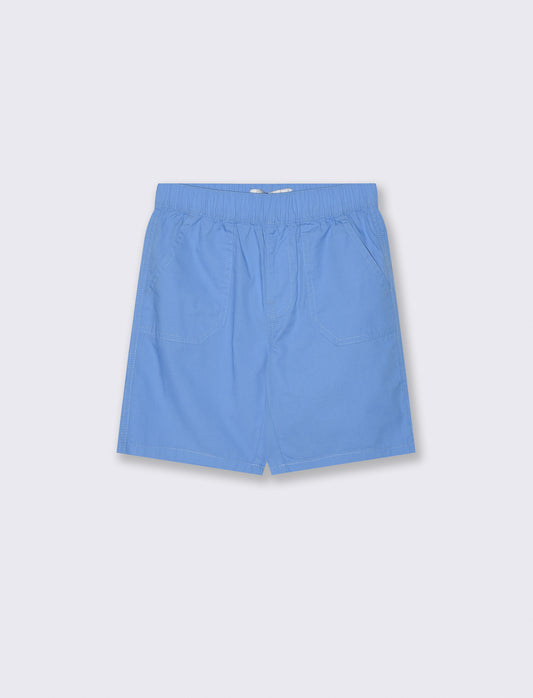 Bermuda in cotone tinta unita con tasche - Azzurro