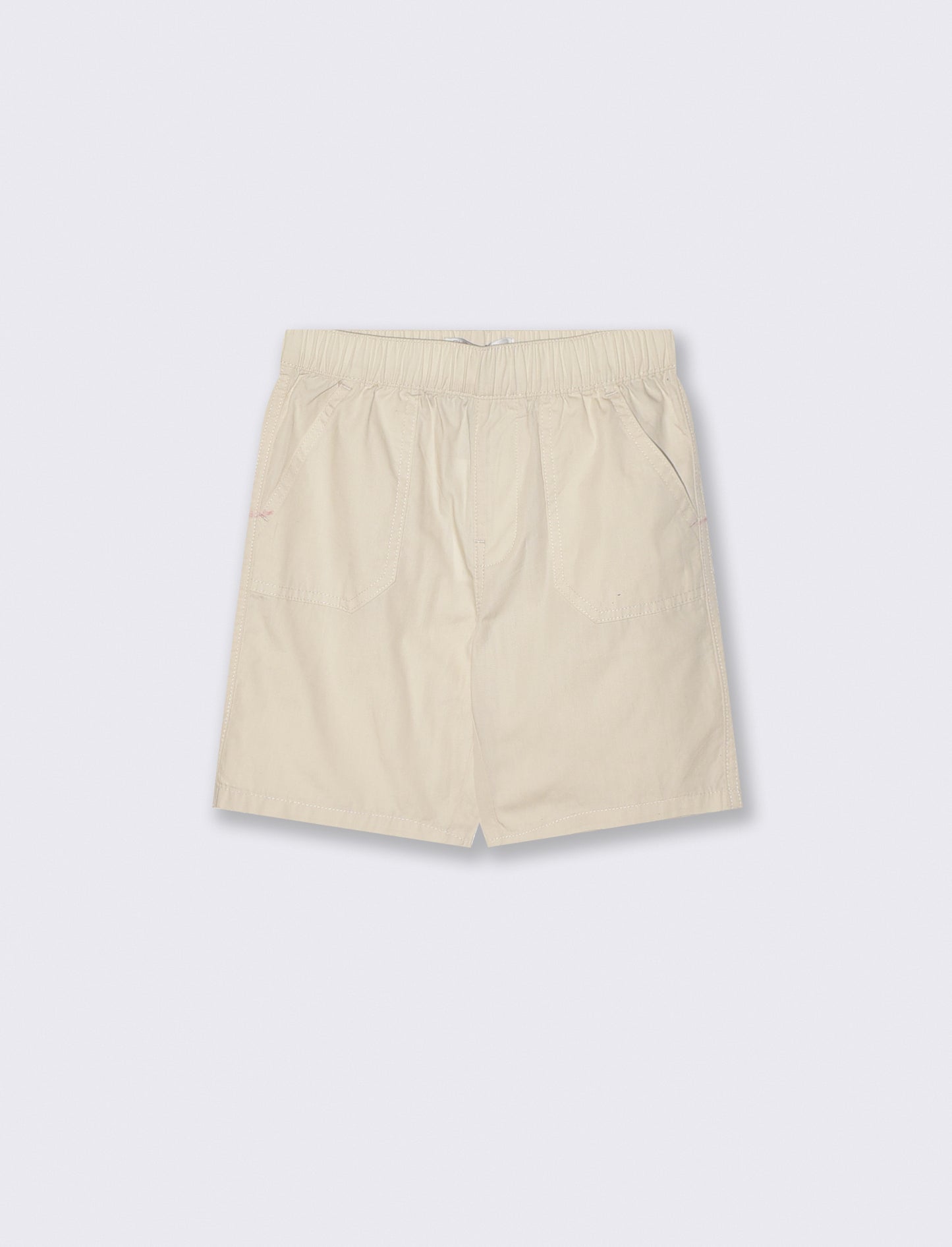 Bermuda in cotone tinta unita con tasche - Beige