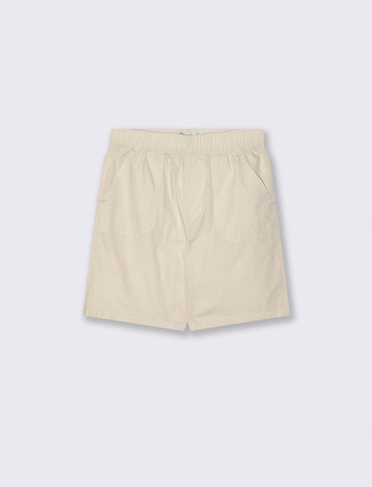 Bermuda in cotone tinta unita con tasche - Beige