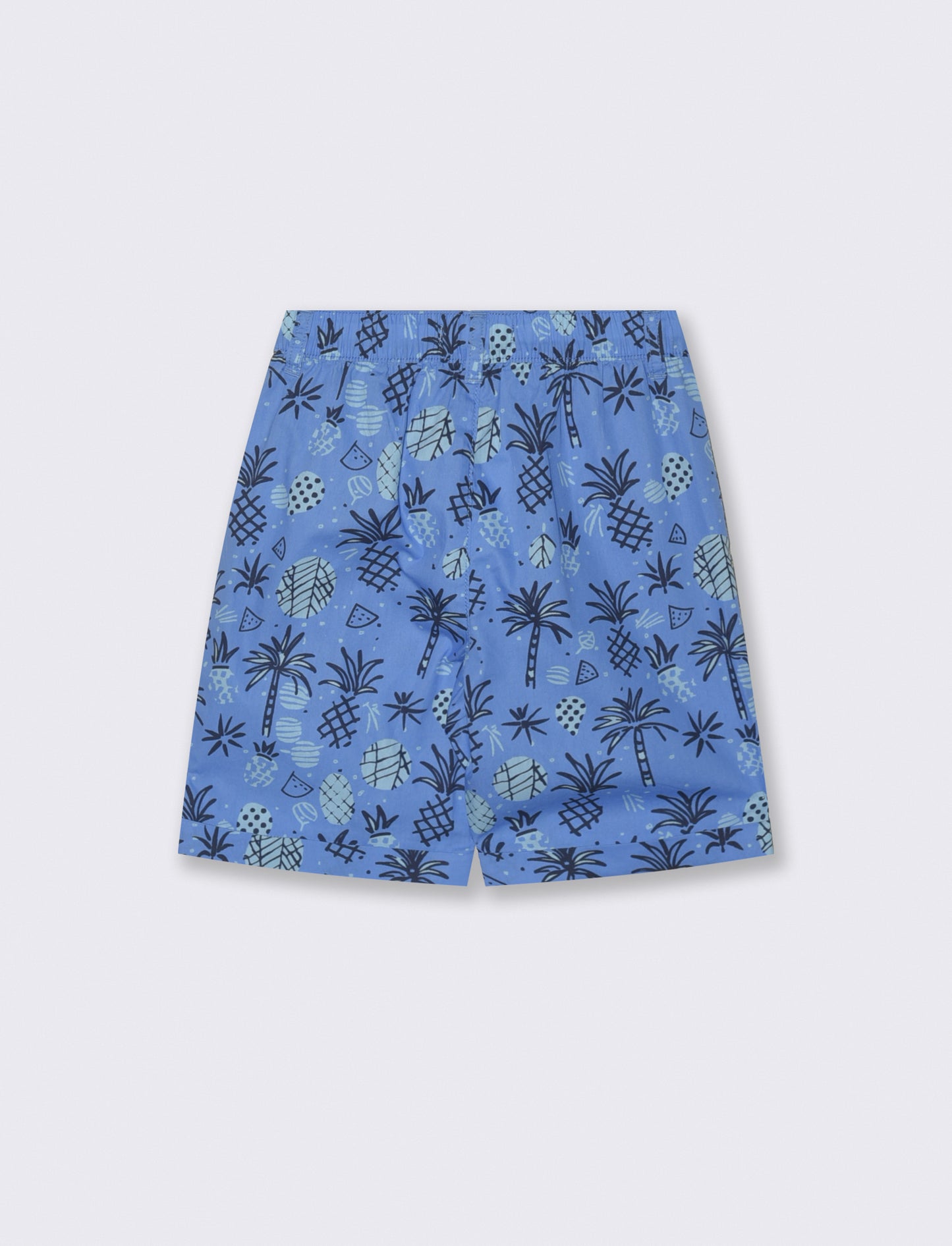 Short in cotone stampato con lacci - Azzurro