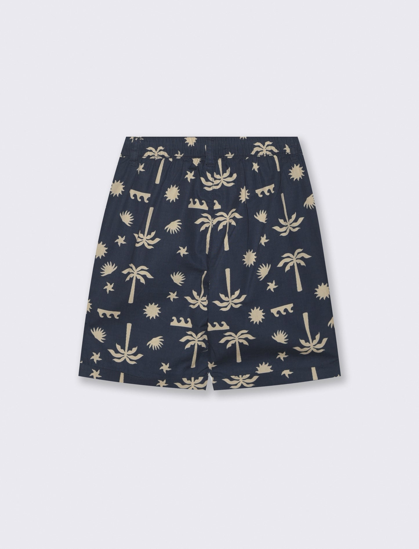 Short in cotone stampato con lacci - Blu