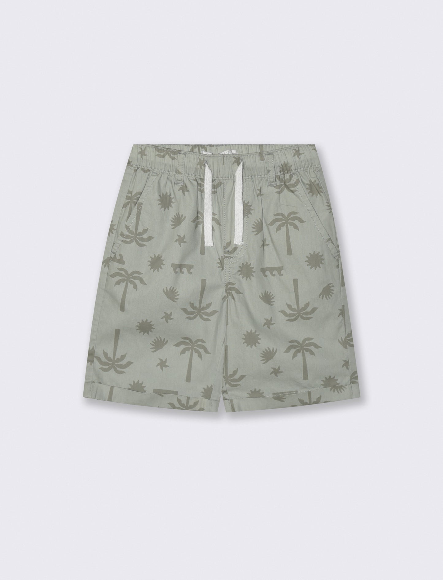 Short in cotone stampato con lacci - Verde salvia