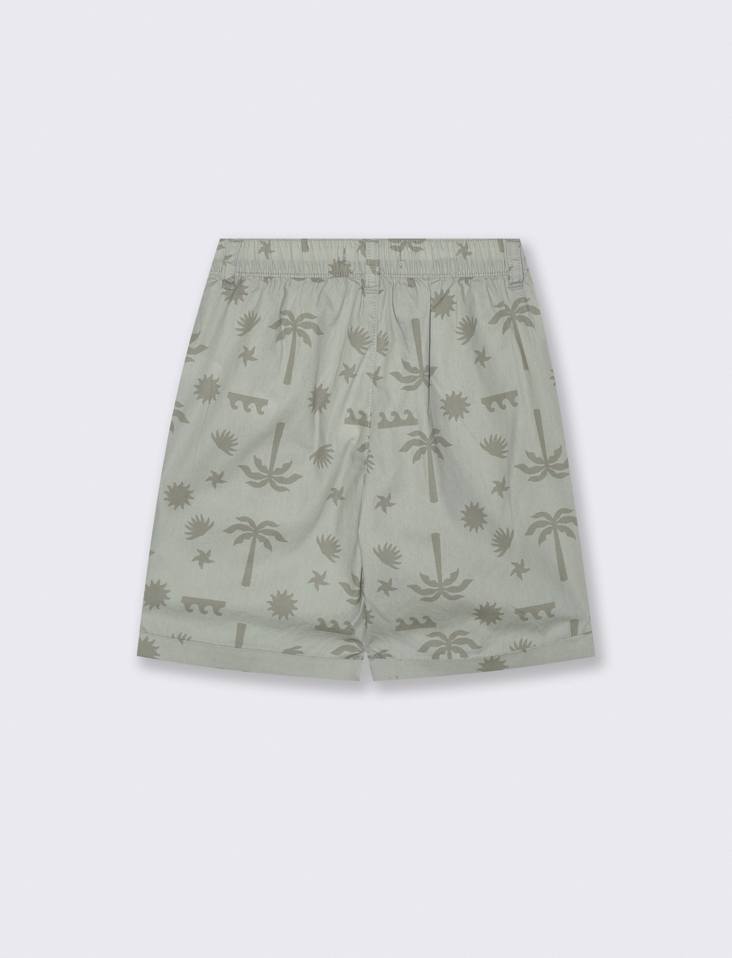 Short in cotone stampato con lacci - Verde salvia