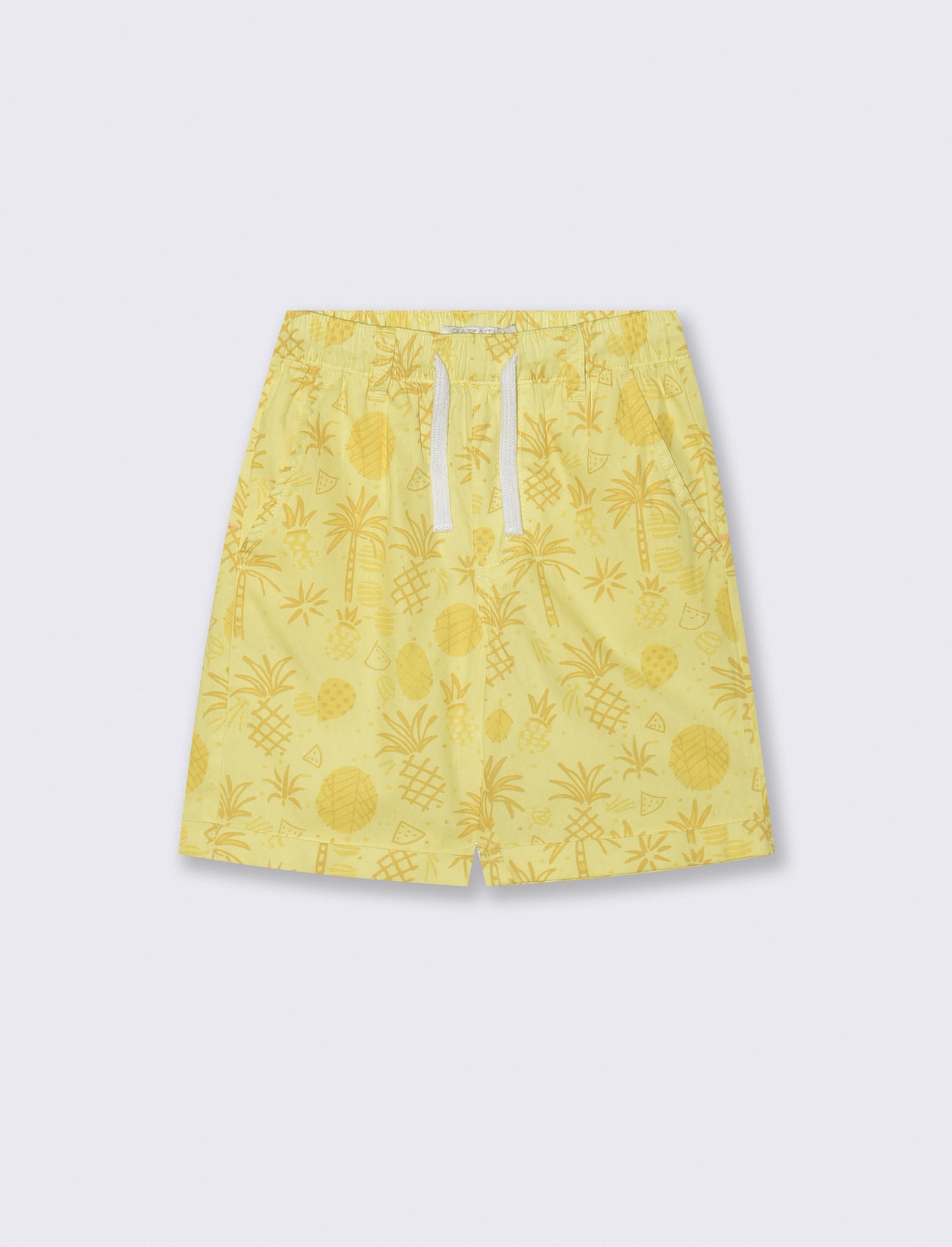 Short in cotone stampato con lacci - Giallo
