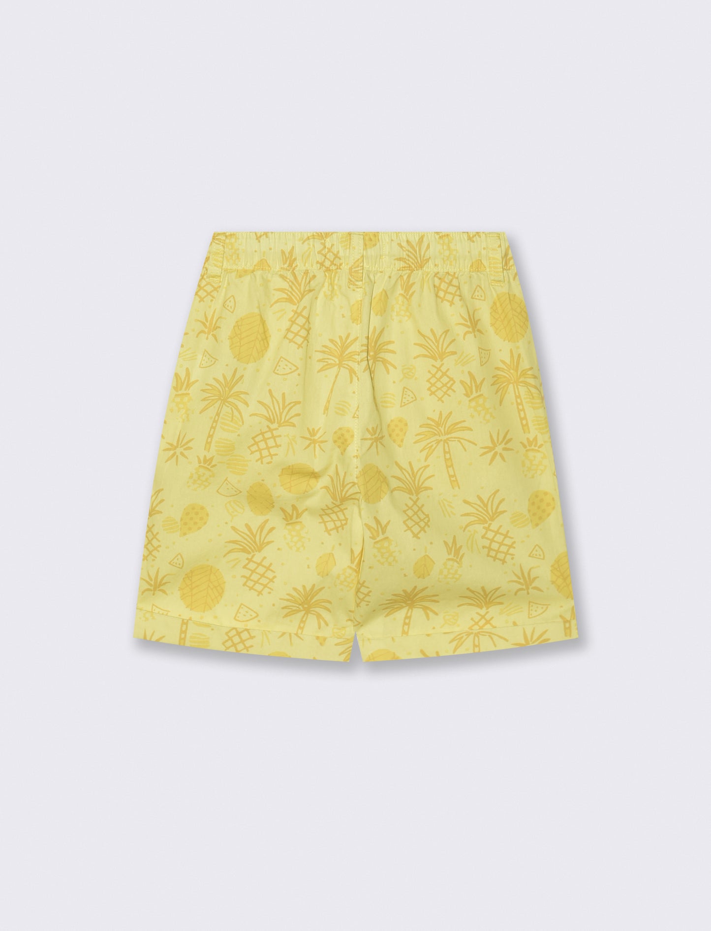 Short in cotone stampato con lacci - Giallo