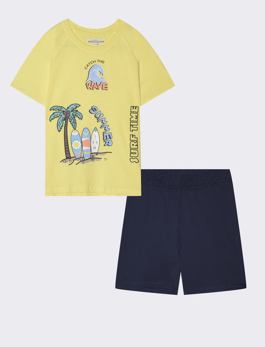 Completo due pezzi bermuda e t-shirt - Giallo