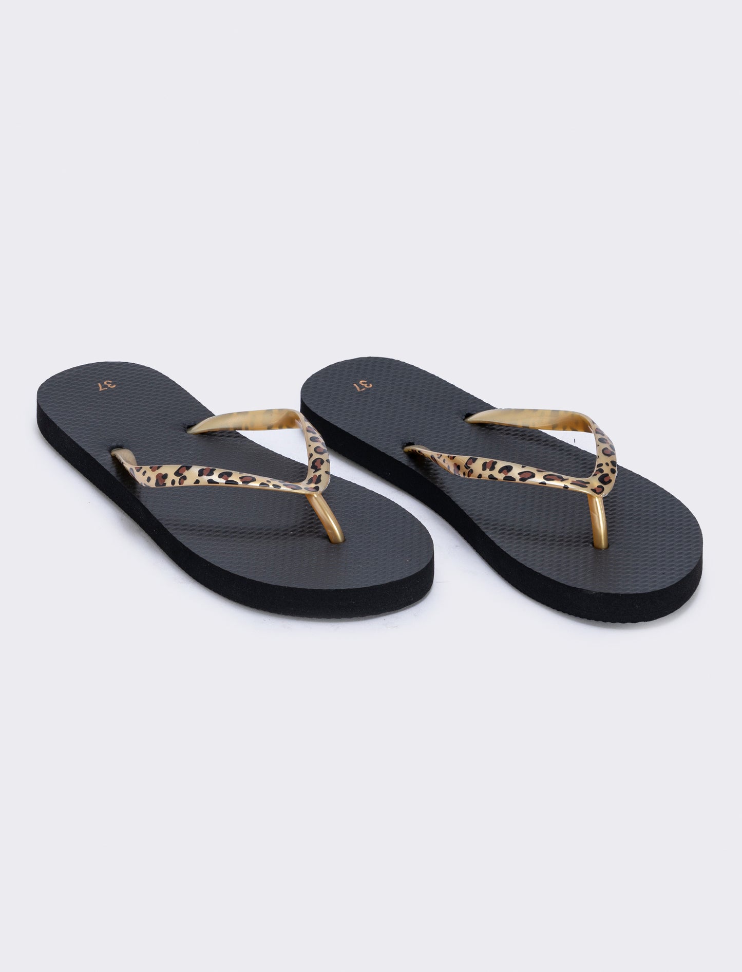 Leopard print flip flops - Black
