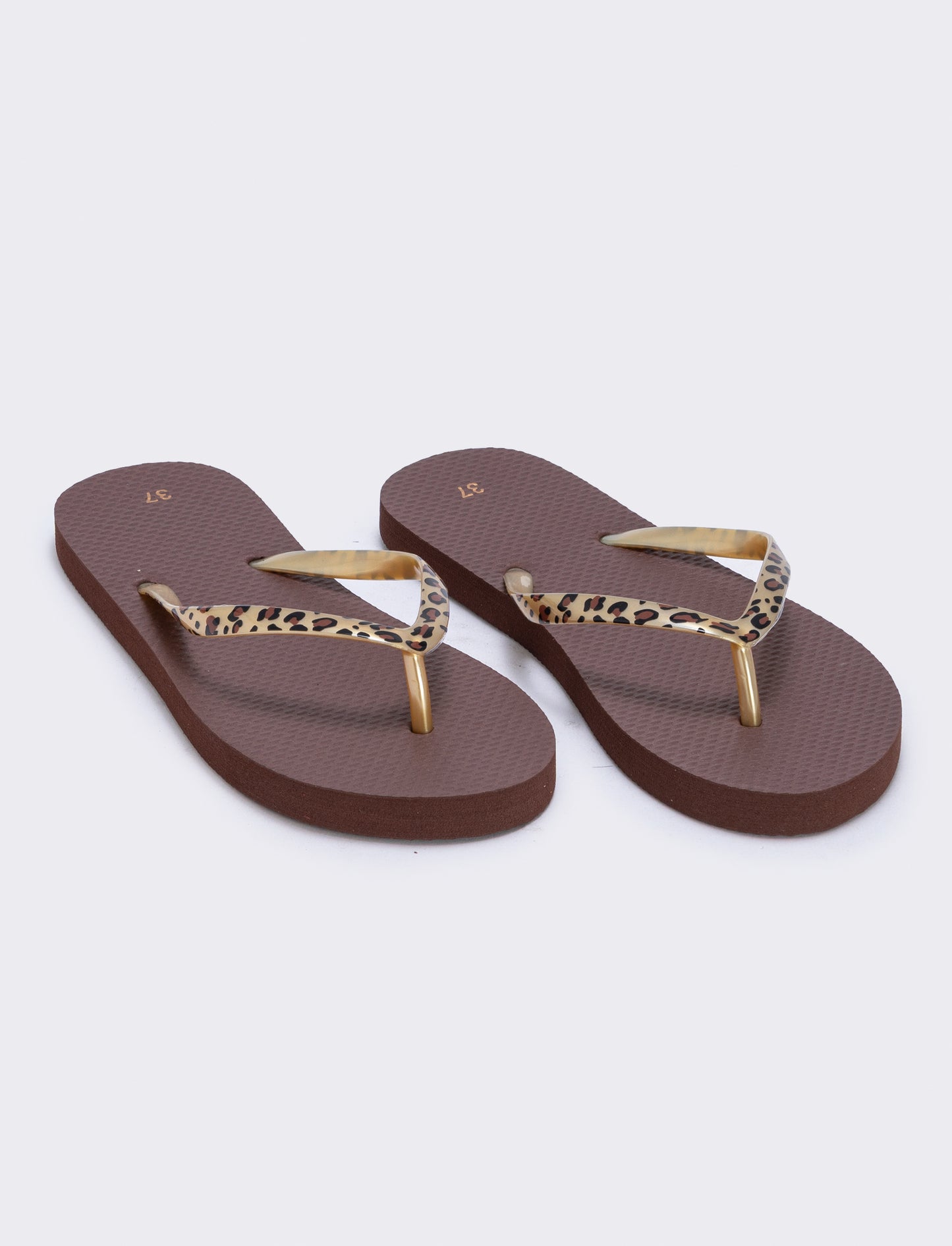 Leopard print flip flops - Brown