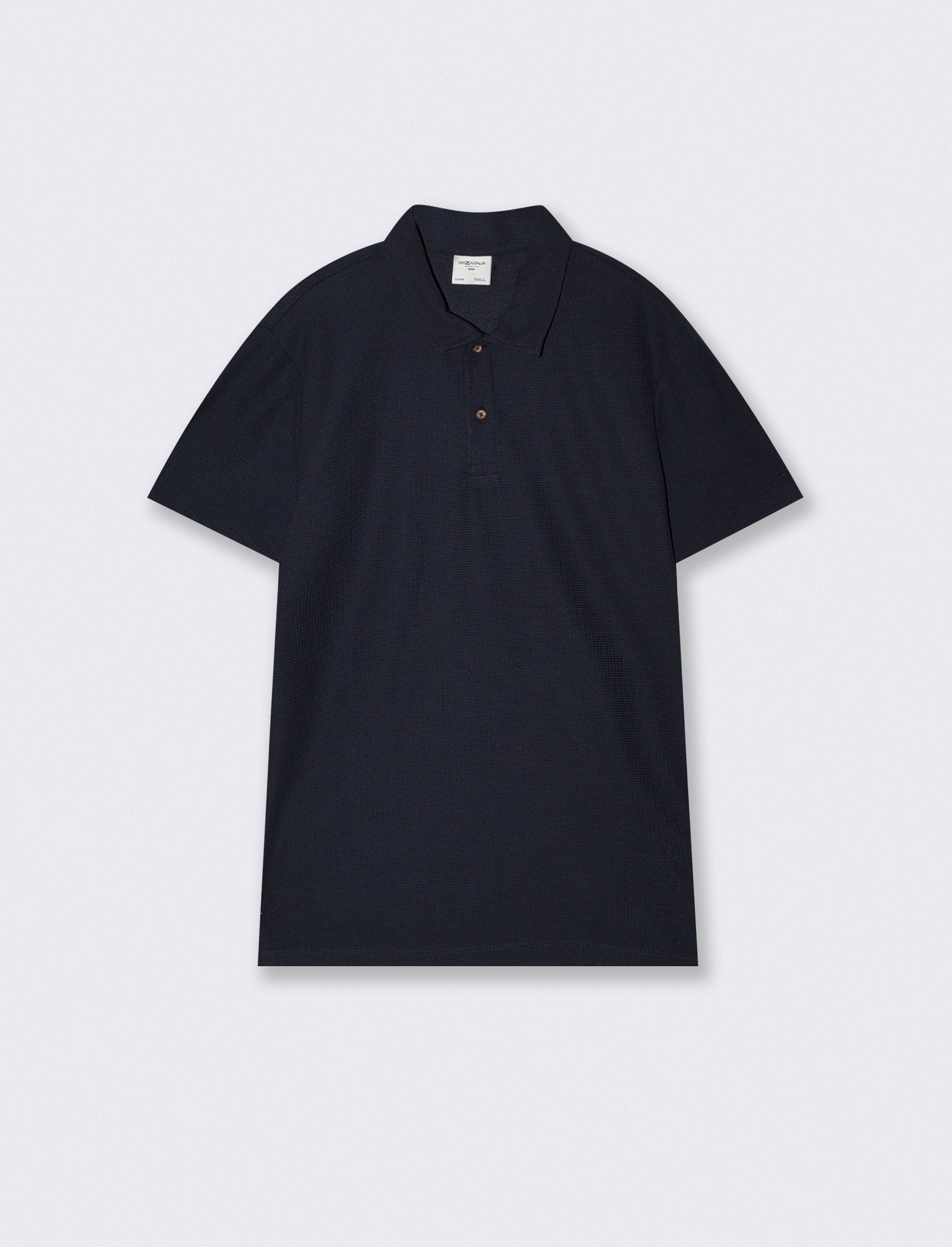 Polo da set in tessuto waffle con colletto - Blu