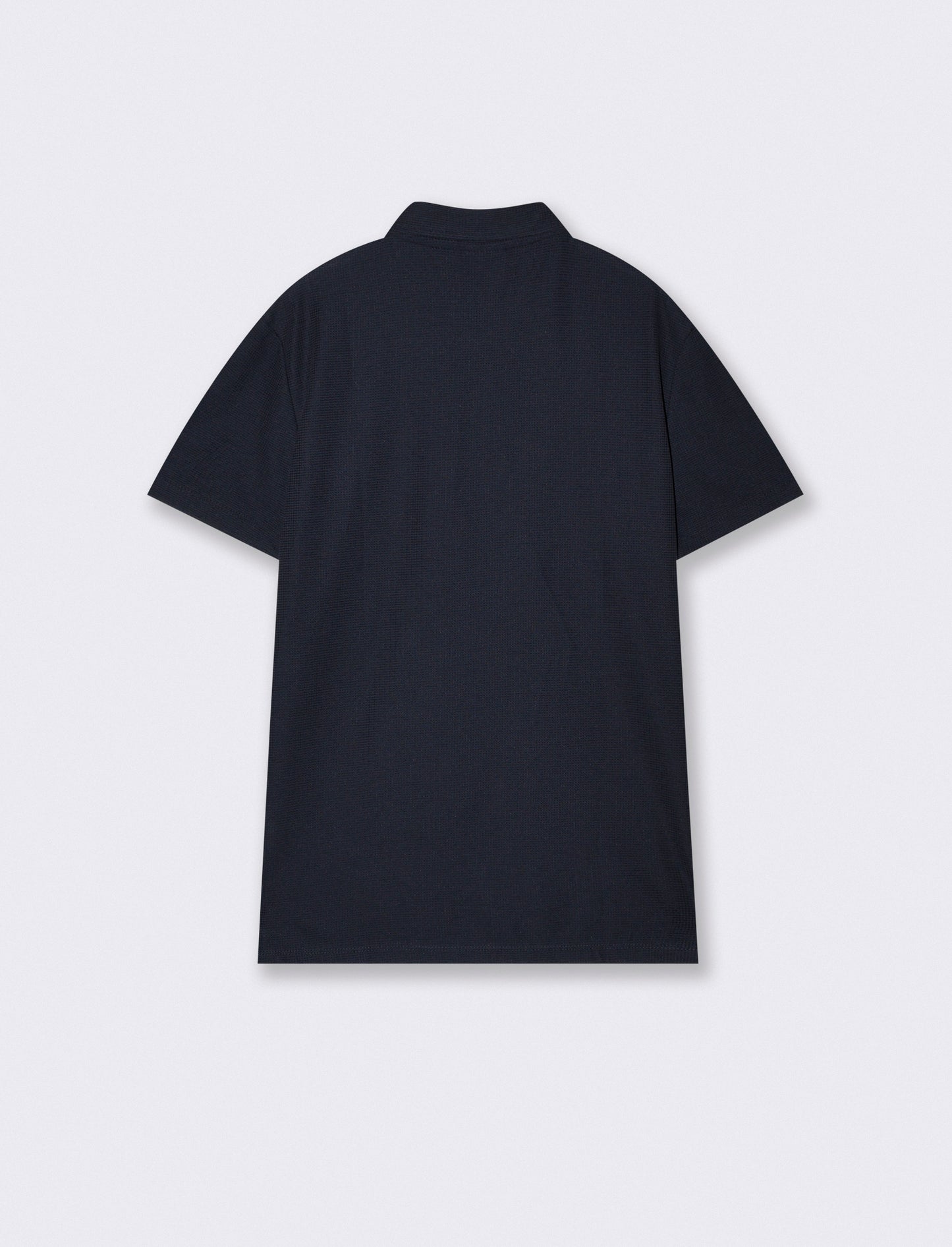 Polo da set in tessuto waffle con colletto - Blu